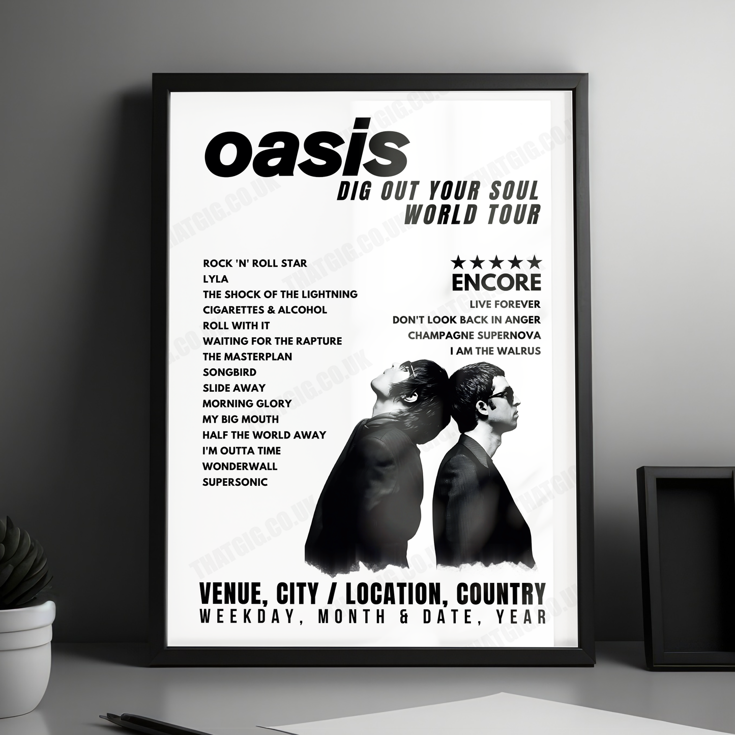 Oasis Setlist Poster - Echo Arena, Liverpool - October 7th, 2008