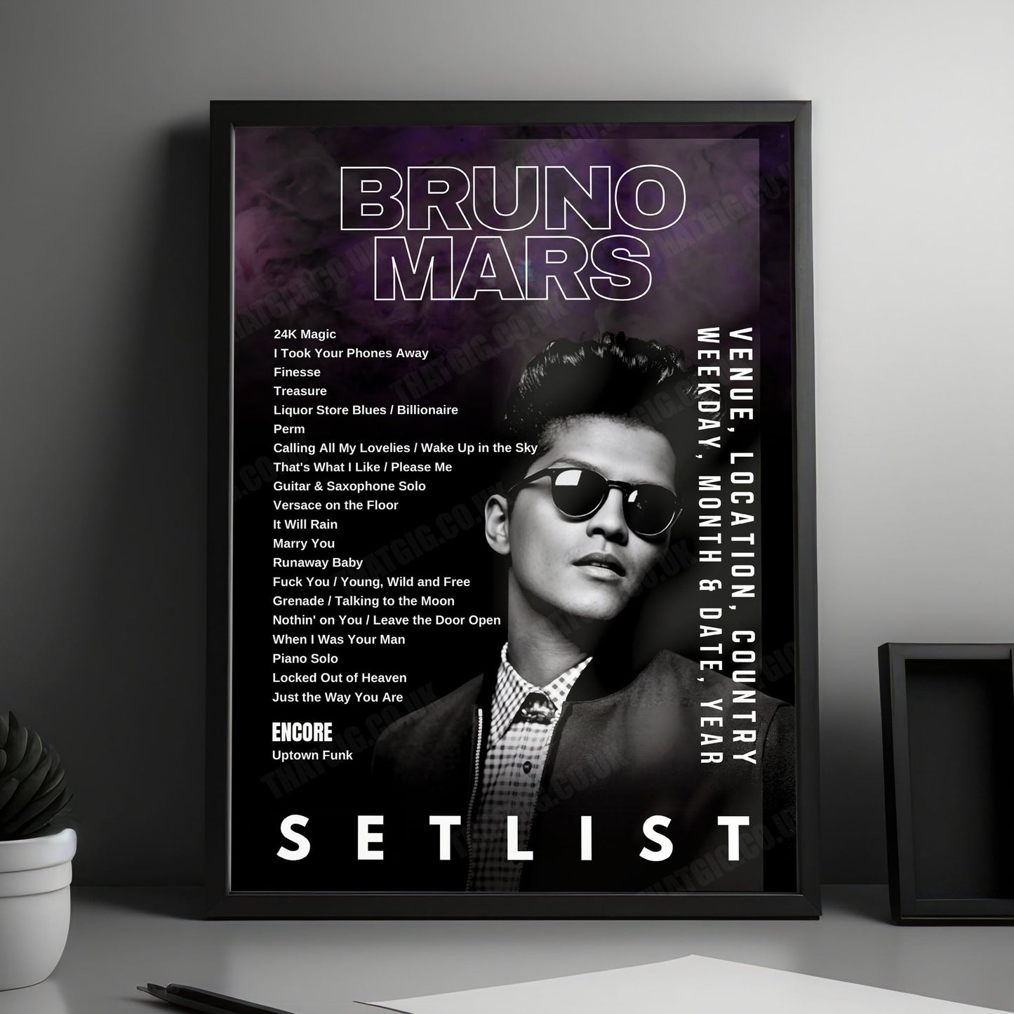 Bruno Mars Setlist Poster - National Stadium, Singapore - April 3rd, 2024