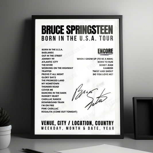 Bruce Springsteen Setlist Poster - Los Angeles Memorial Coliseum, Los Angeles - October 2nd, 1985