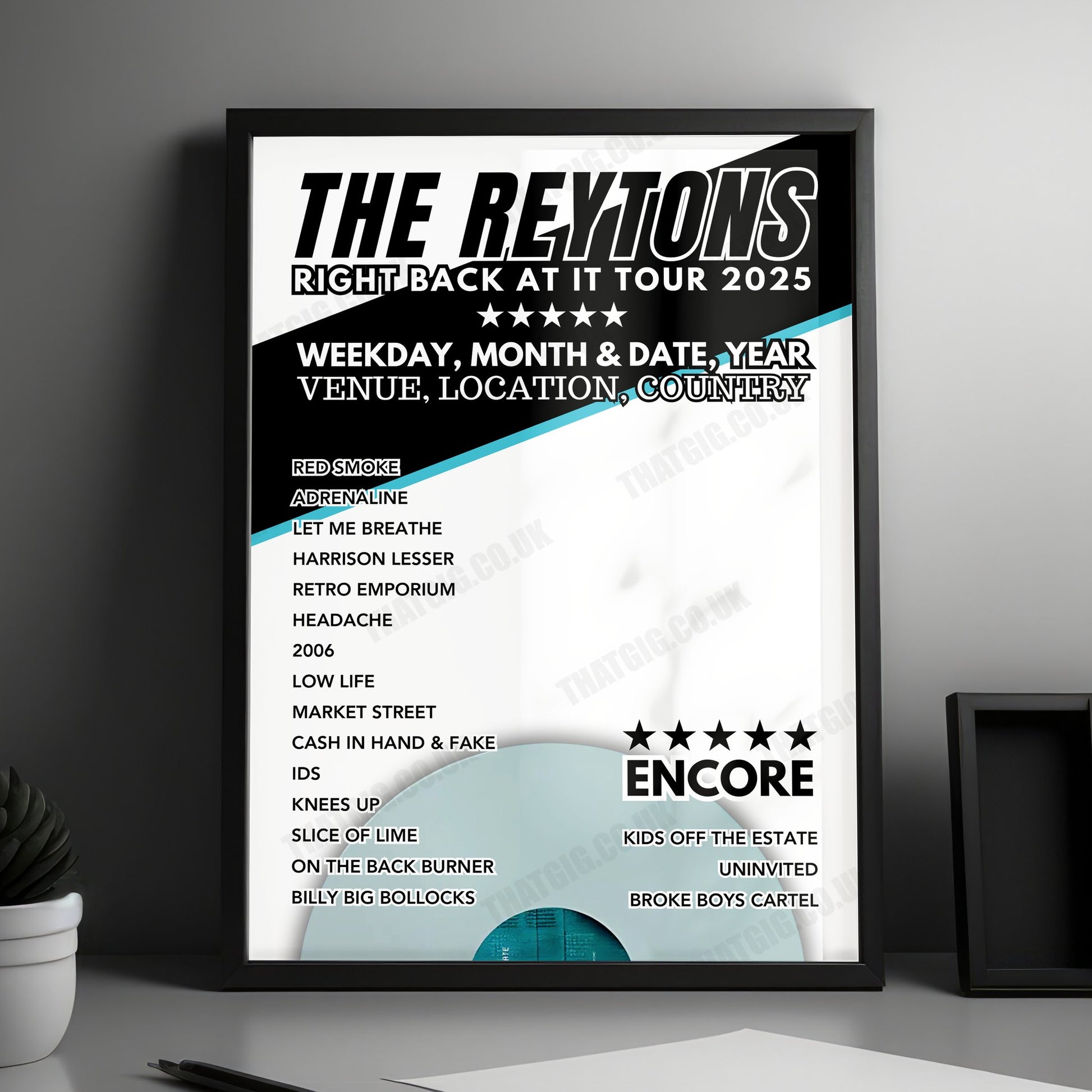 The Reytons Setlist Poster - Sefton Park, Liverpool - July 12th, 2024