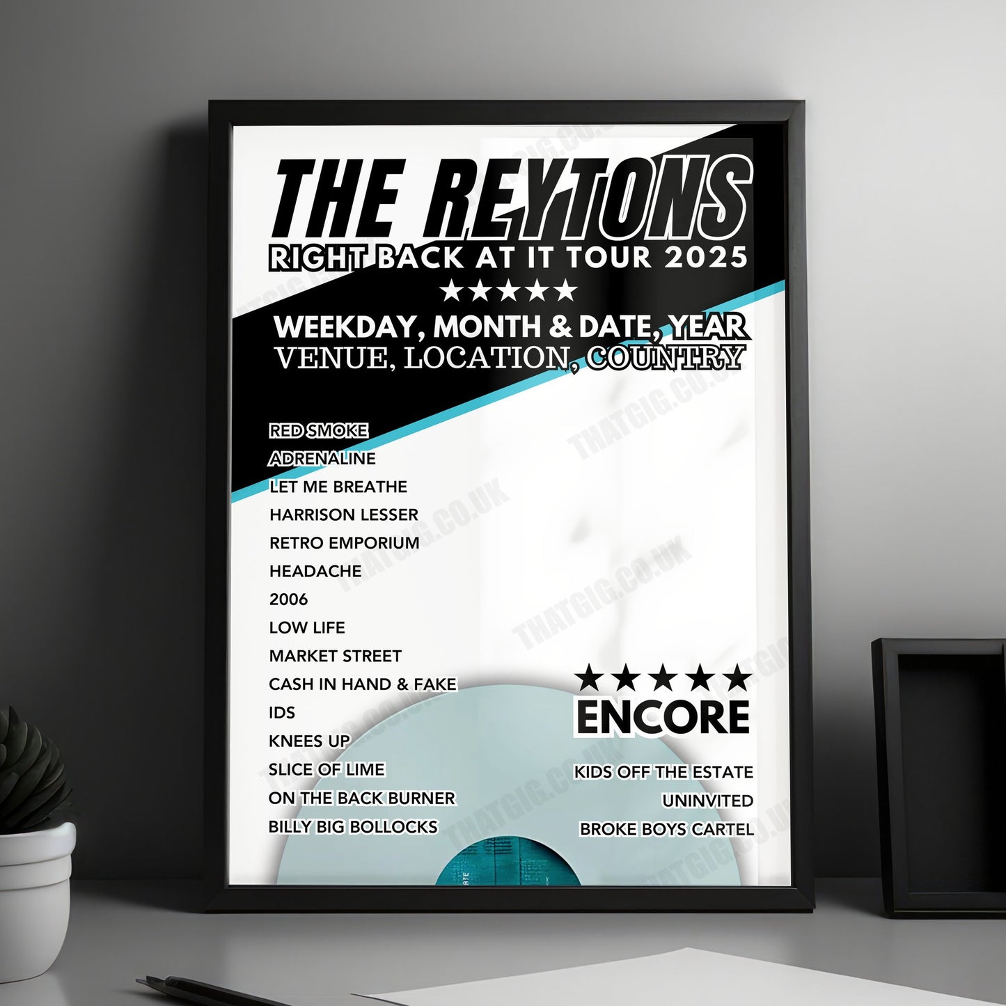 The Reytons Setlist Poster - Glasgow Green, Glasgow - July 14th, 2024