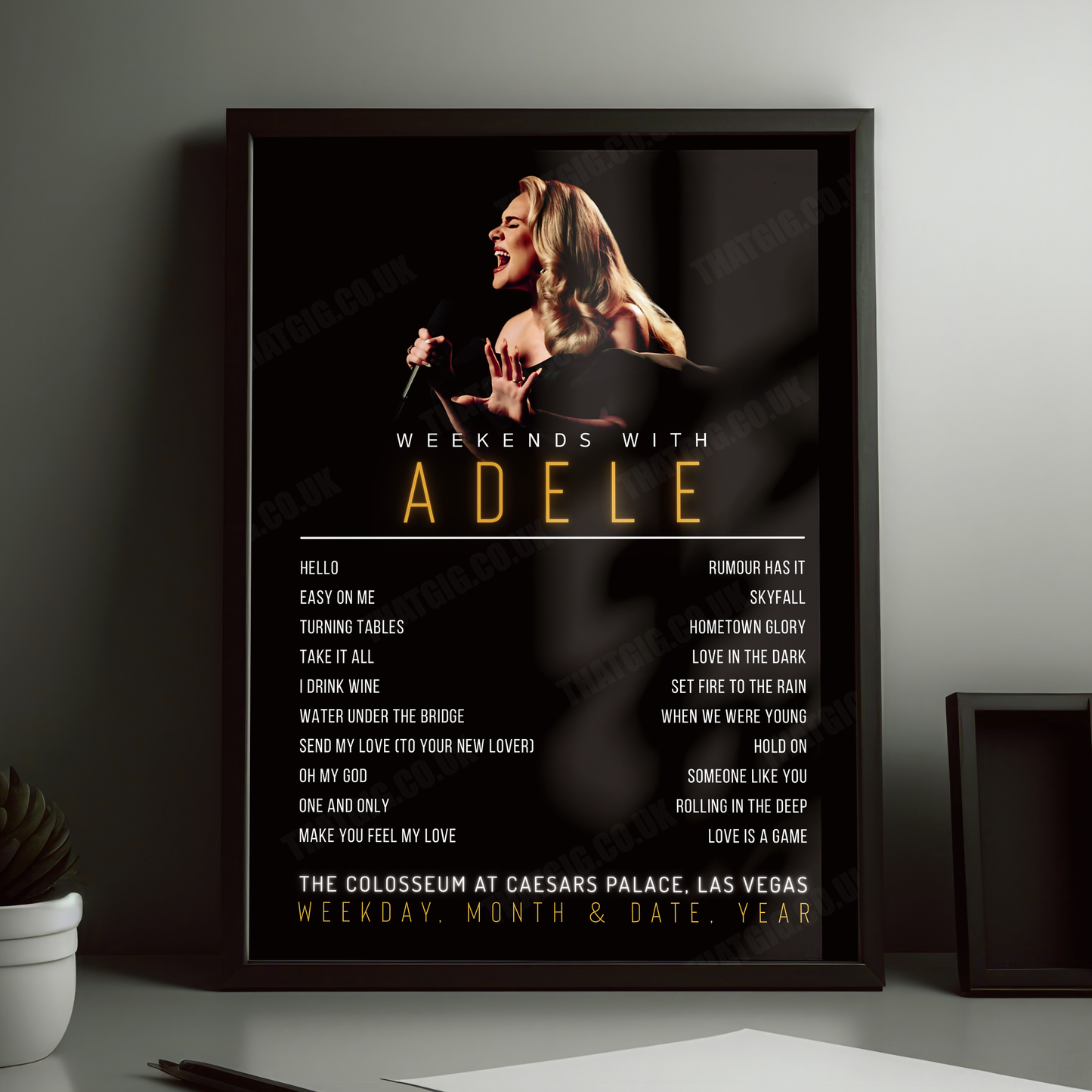 Adele Setlist Poster - The Colosseum at Caesars Palace, Las Vegas - February 24th, 2024
