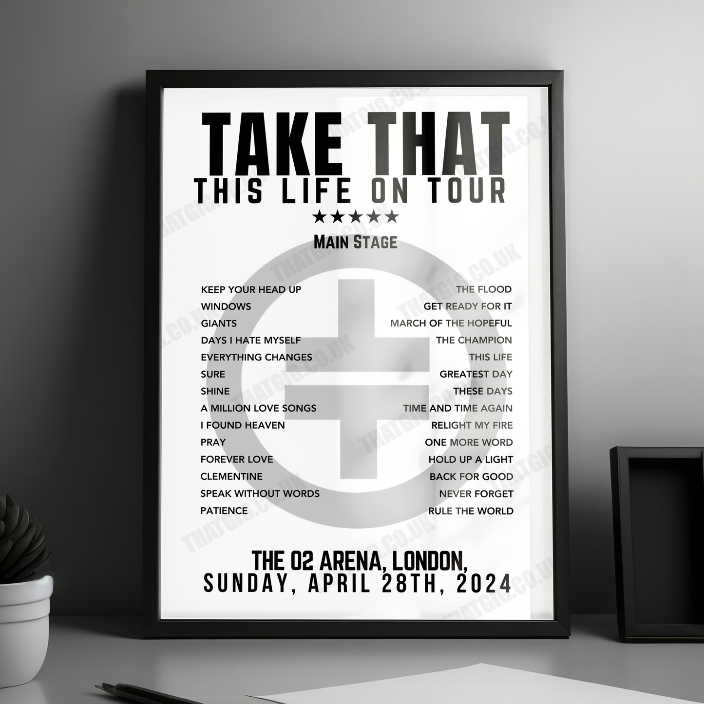 Take That Setlist Poster - The 02 Arena, London - April 28th, 2024