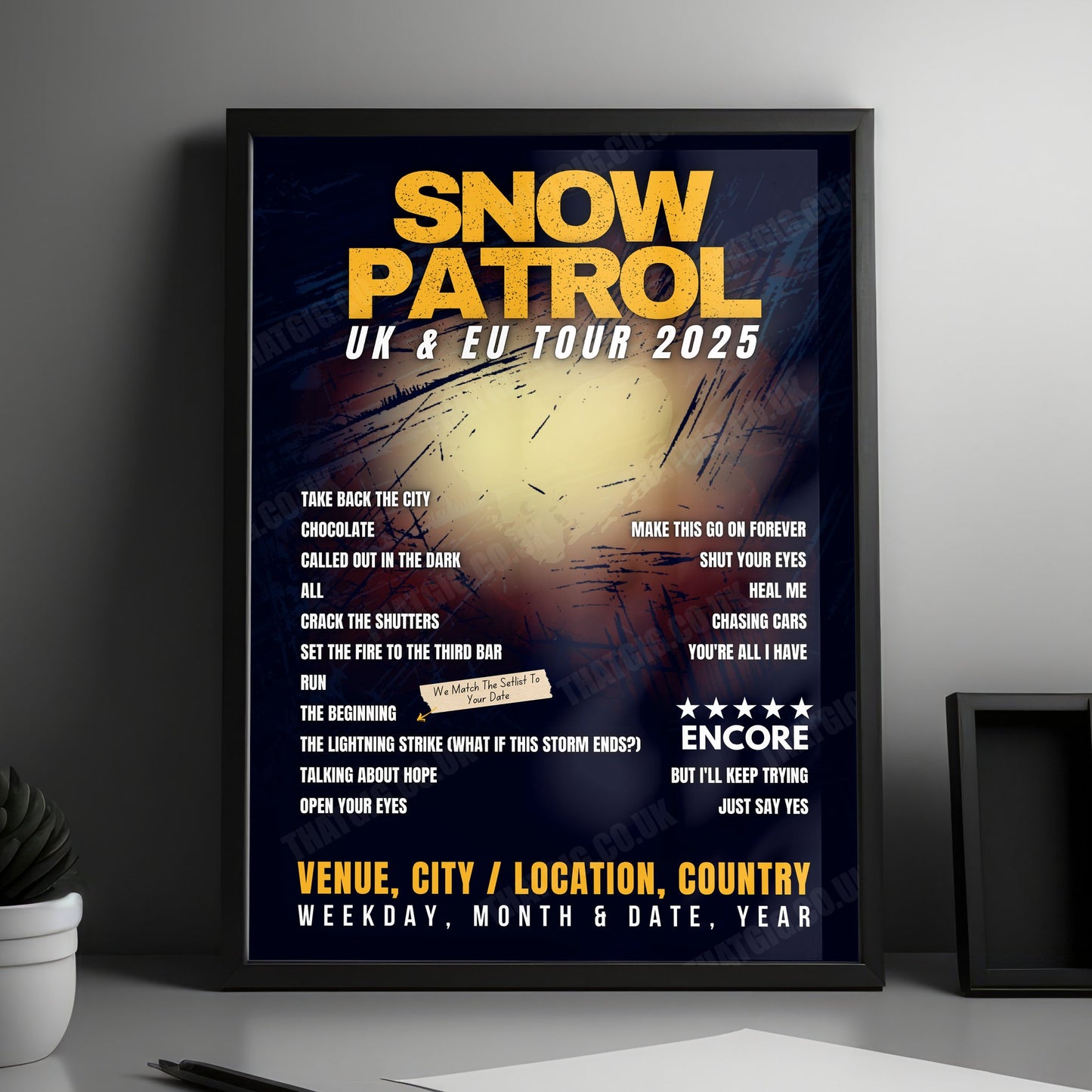 Snow Patrol Setlist Poster - The SSE Arena Belfast, Belfast - February 27th, 2025