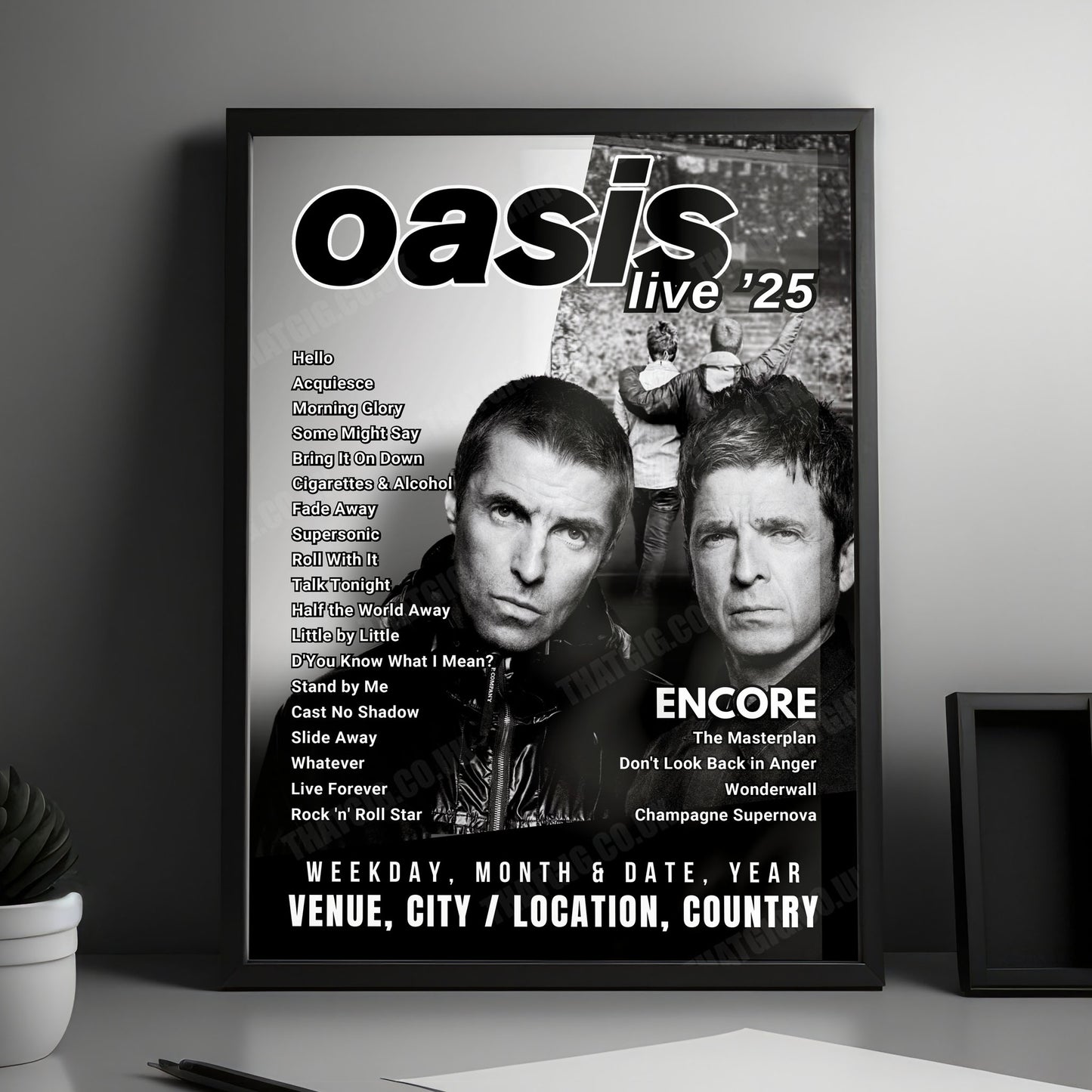 Oasis Setlist Poster - Heaton Park, Manchester - July 16th, 2025