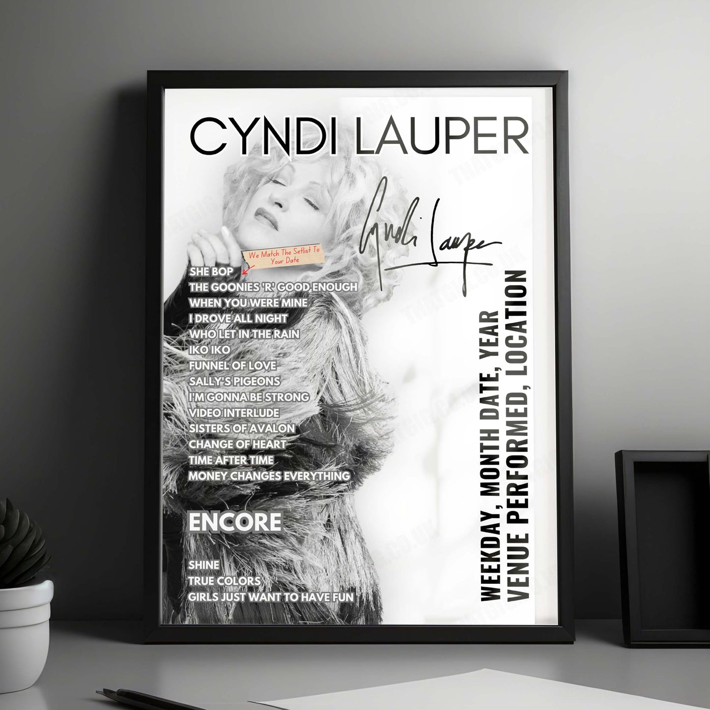 Cyndi Lauper Setlist Poster - United Center, Chicago - December 5th, 2024