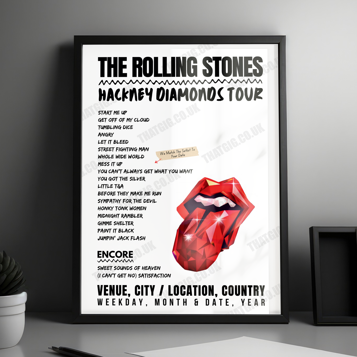 The Rolling Stones Setlist Poster – Levi's Stadium, Santa Clara, CA, USA – July 17th, 2024