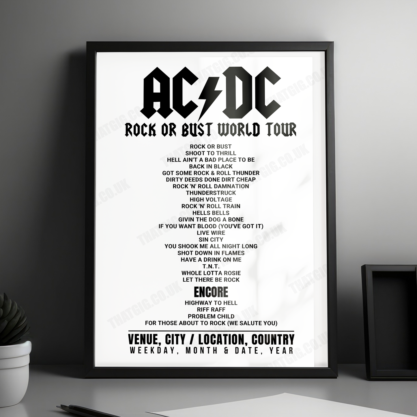 AC/DC Setlist Poster - Pepsi Center, Denver - February 8th, 2016
