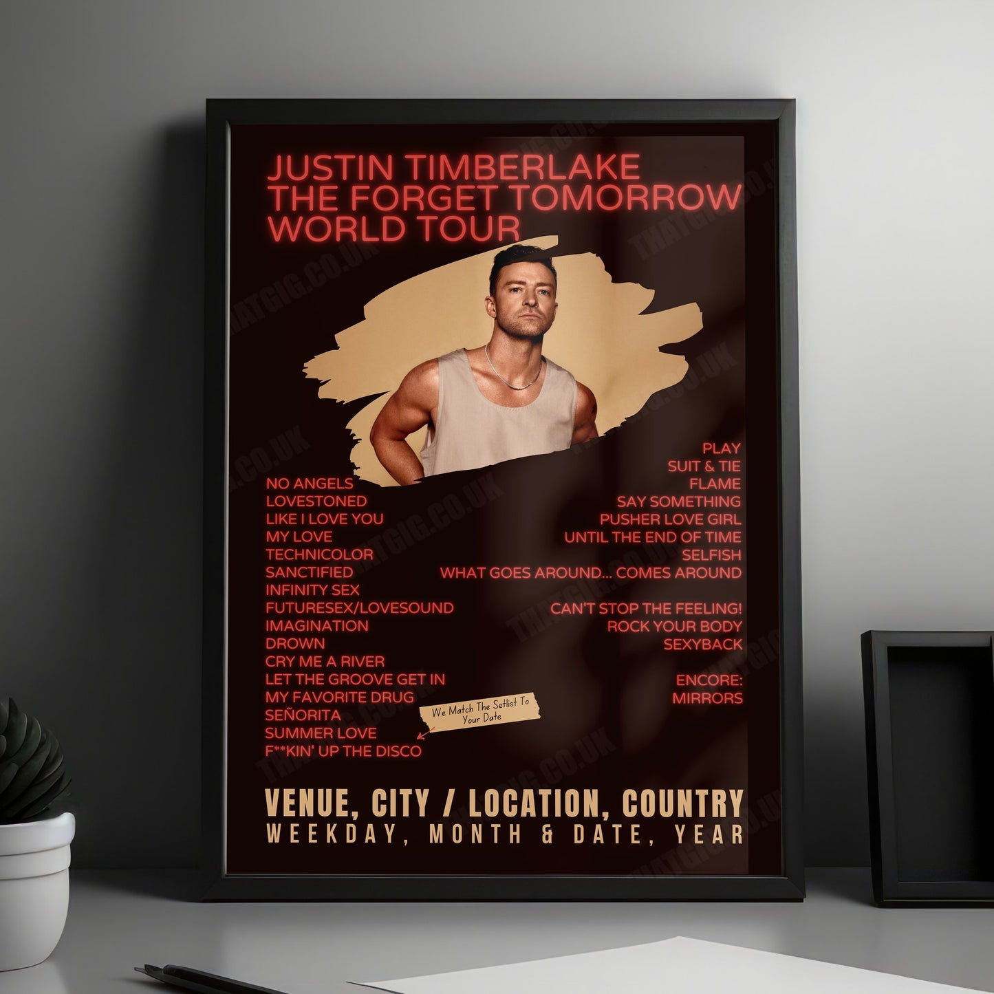 Justin Timberlake Setlist Poster - The O2 Arena, London, England - August 11th, 2024