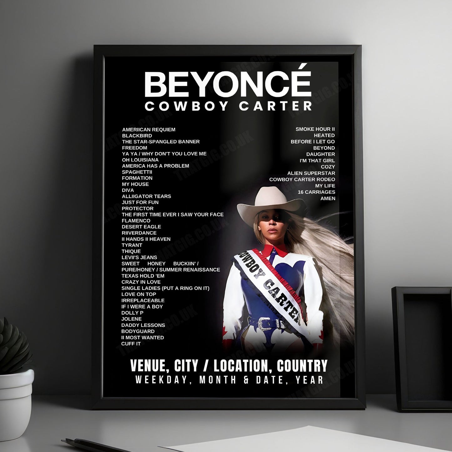 Beyoncé Setlist Poster - MetLife Stadium, East Rutherford - May 22nd, 2025