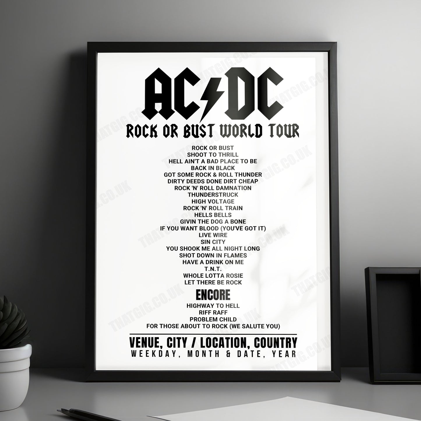 AC/DC Setlist Poster - Dyrskuepladsen, Roskilde - July 15th, 2015