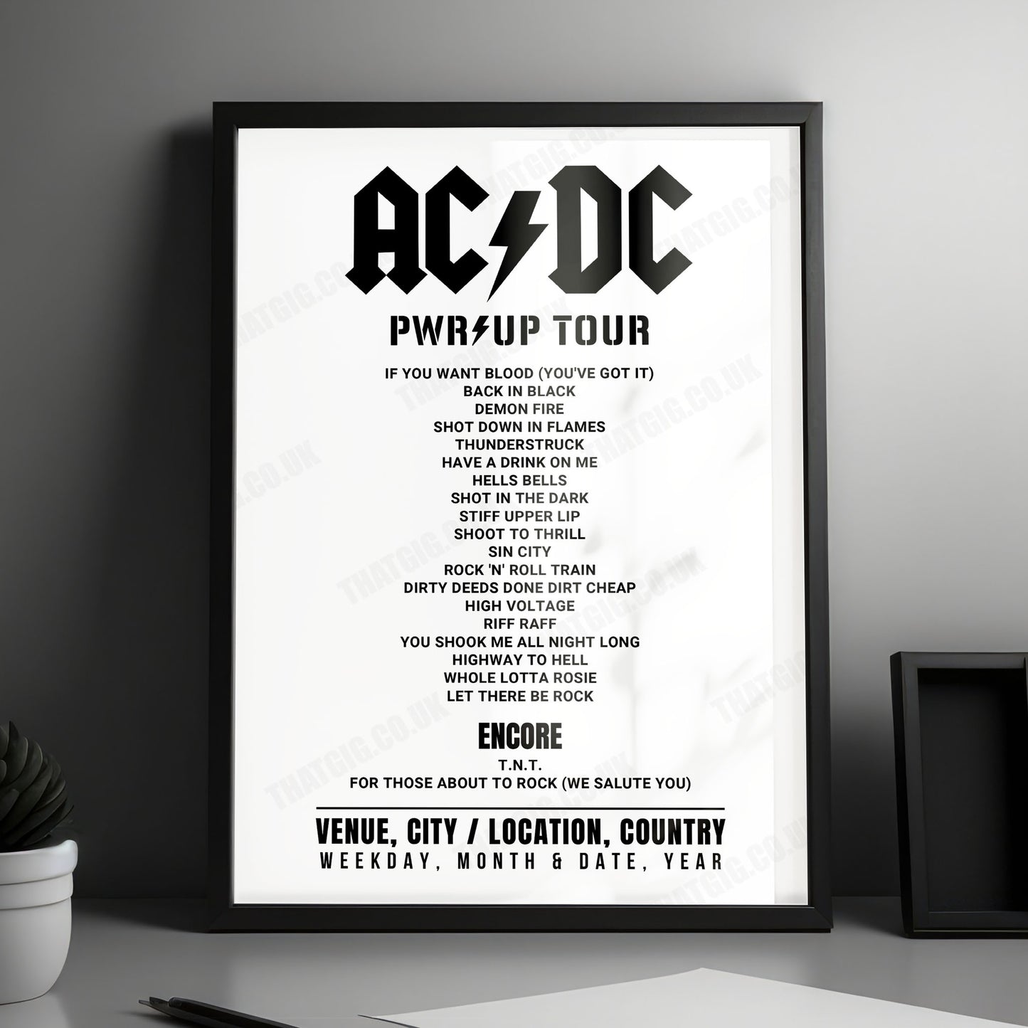 AC/DC Setlist Poster - Rose Bowl, Pasadena - April 18th, 2025