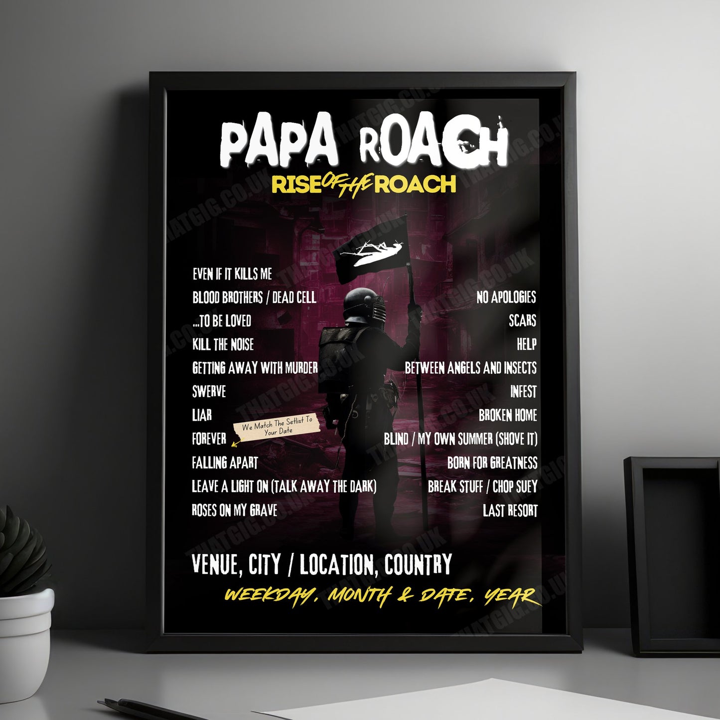 Papa Roach Setlist Poster - Jahrhunderthalle, Frankfurt, Germany - January 23rd, 2025