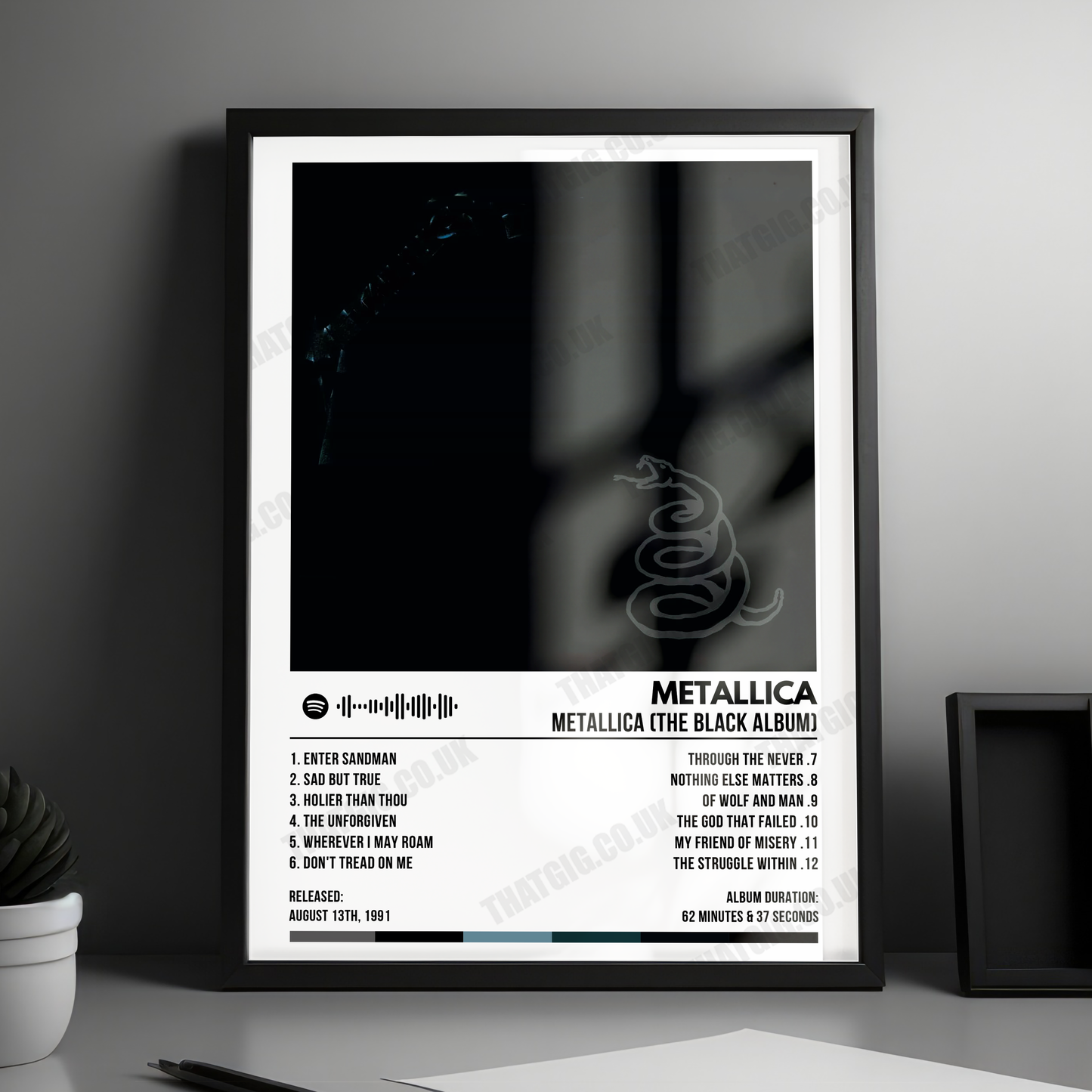 Metallica "Metallica" (The Black Album) Album Cover Poster - with Complete Tracklist