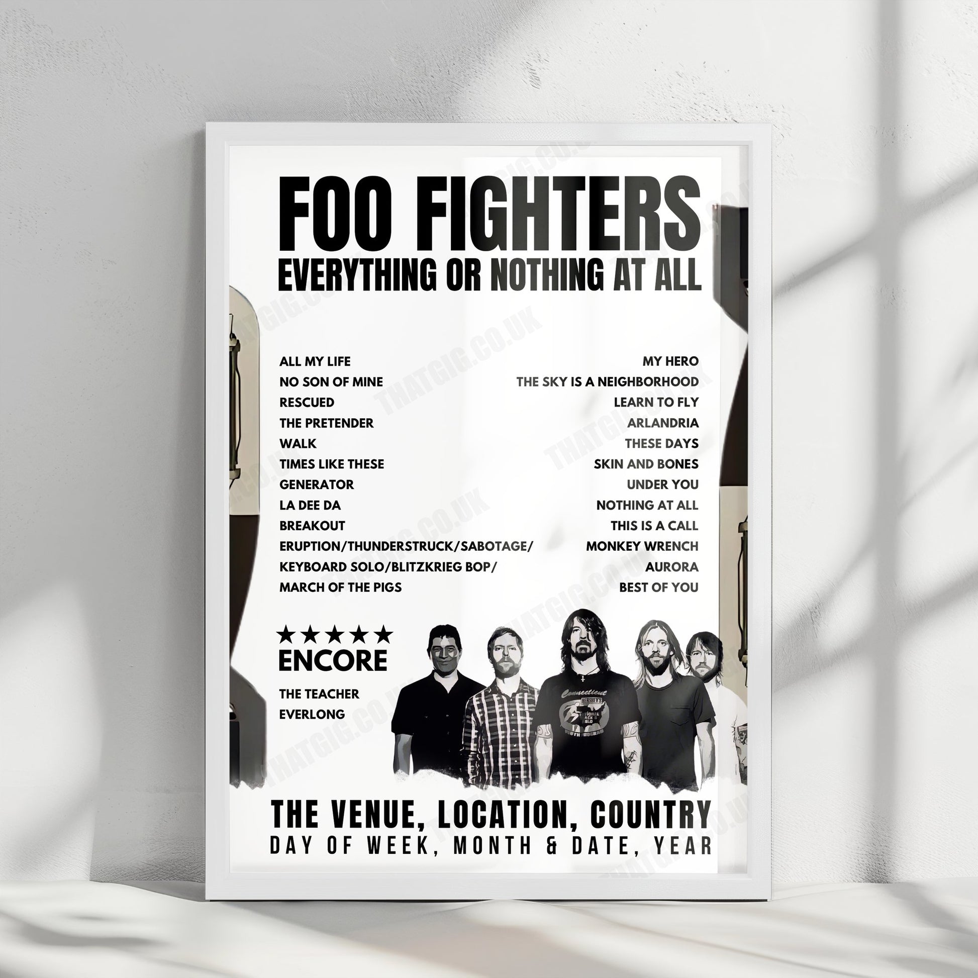 Foo Fighters Setlist Poster - Dos Equis Pavilion, Dallas - May 1st, 2024