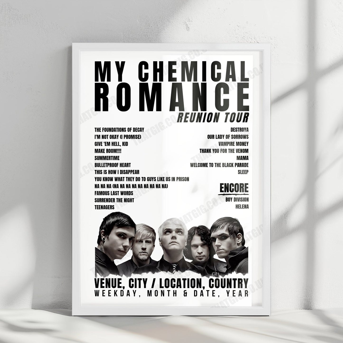My Chemical Romance Setlist Poster - Kia Forum, Inglewood - October 15th, 2022