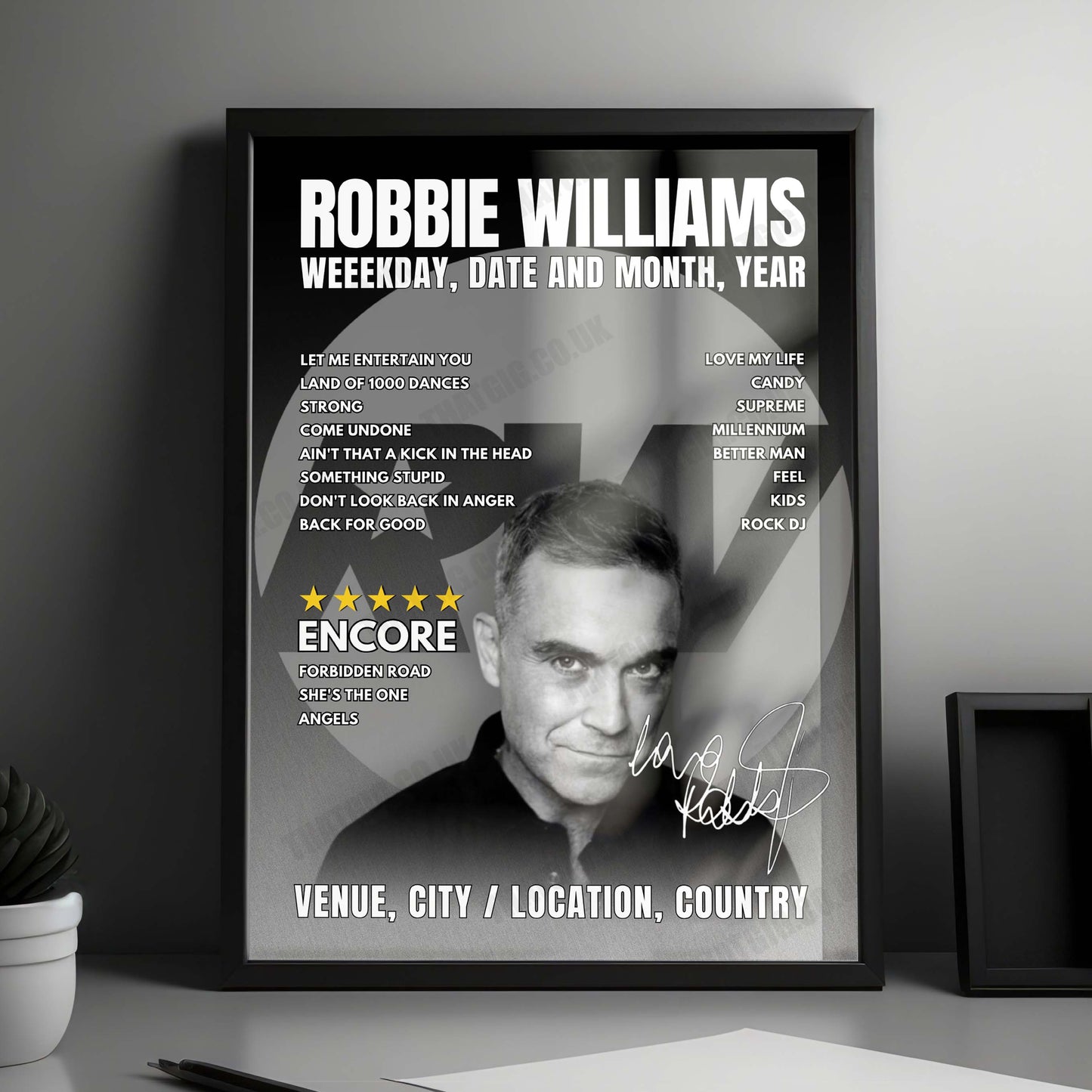 Robbie Williams Setlist Poster - Lío London - November 27th, 2024