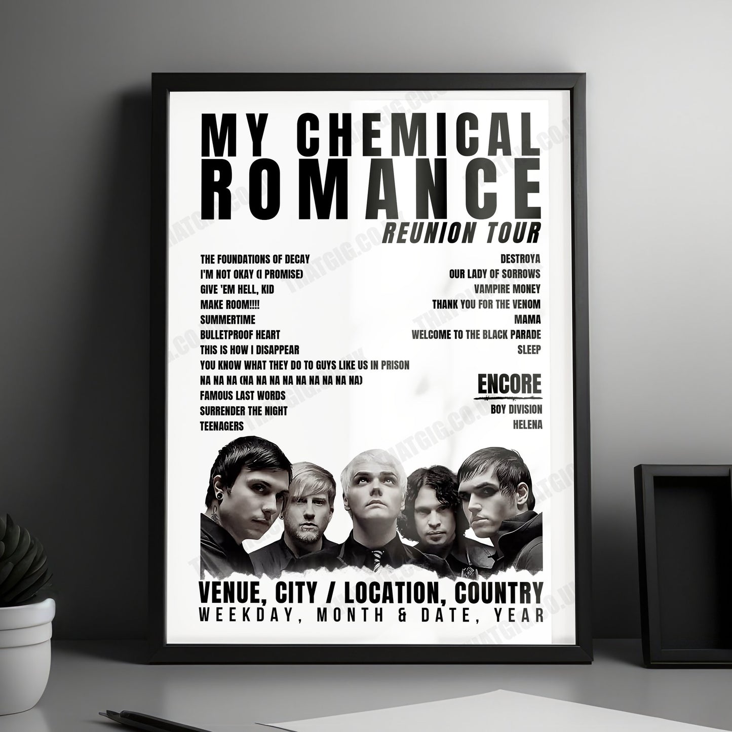 My Chemical Romance Setlist Poster - Kia Forum, Inglewood - October 15th, 2022