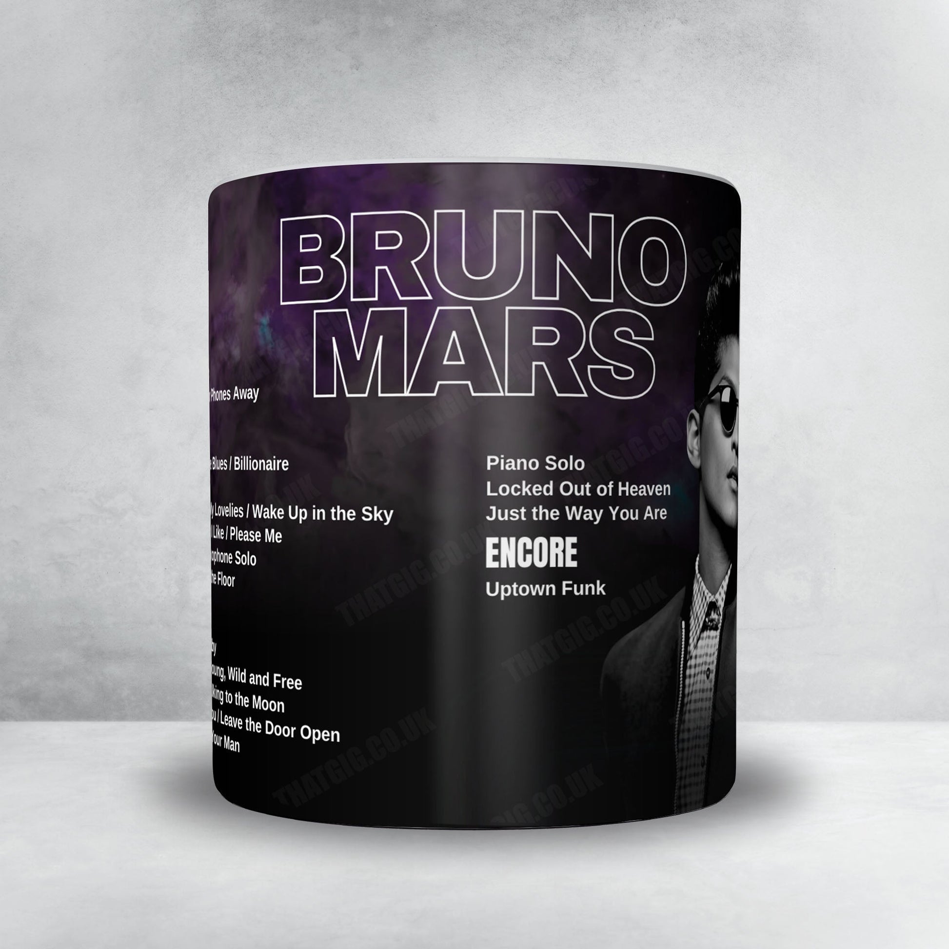 Bruno Mars Setlist Mug - Dolby Live at Park MGM, Las Vegas - February 3rd, 2023