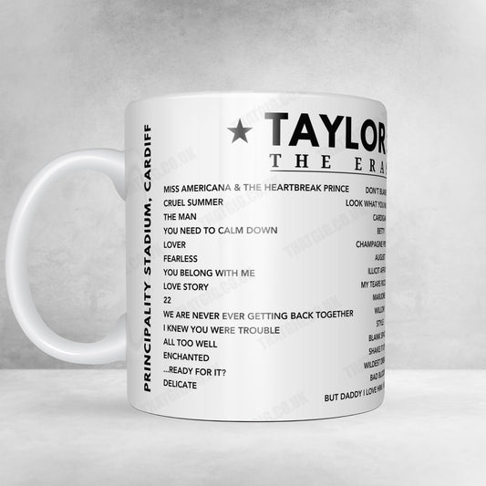 Taylor Swift Setlist Mug - Principality Stadium, Cardiff, Wales - June 18th, 2024