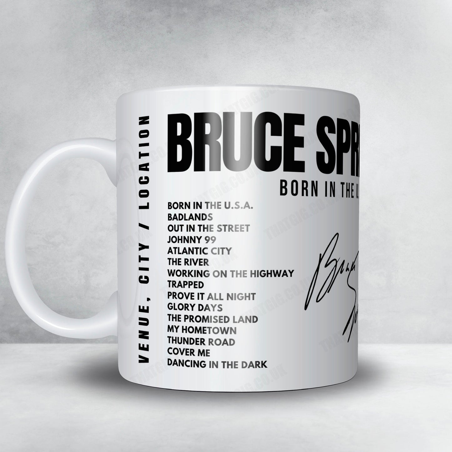 Bruce Springsteen Setlist Mug - Alpine Valley Music Theatre, East Troy - July 12th, 1984
