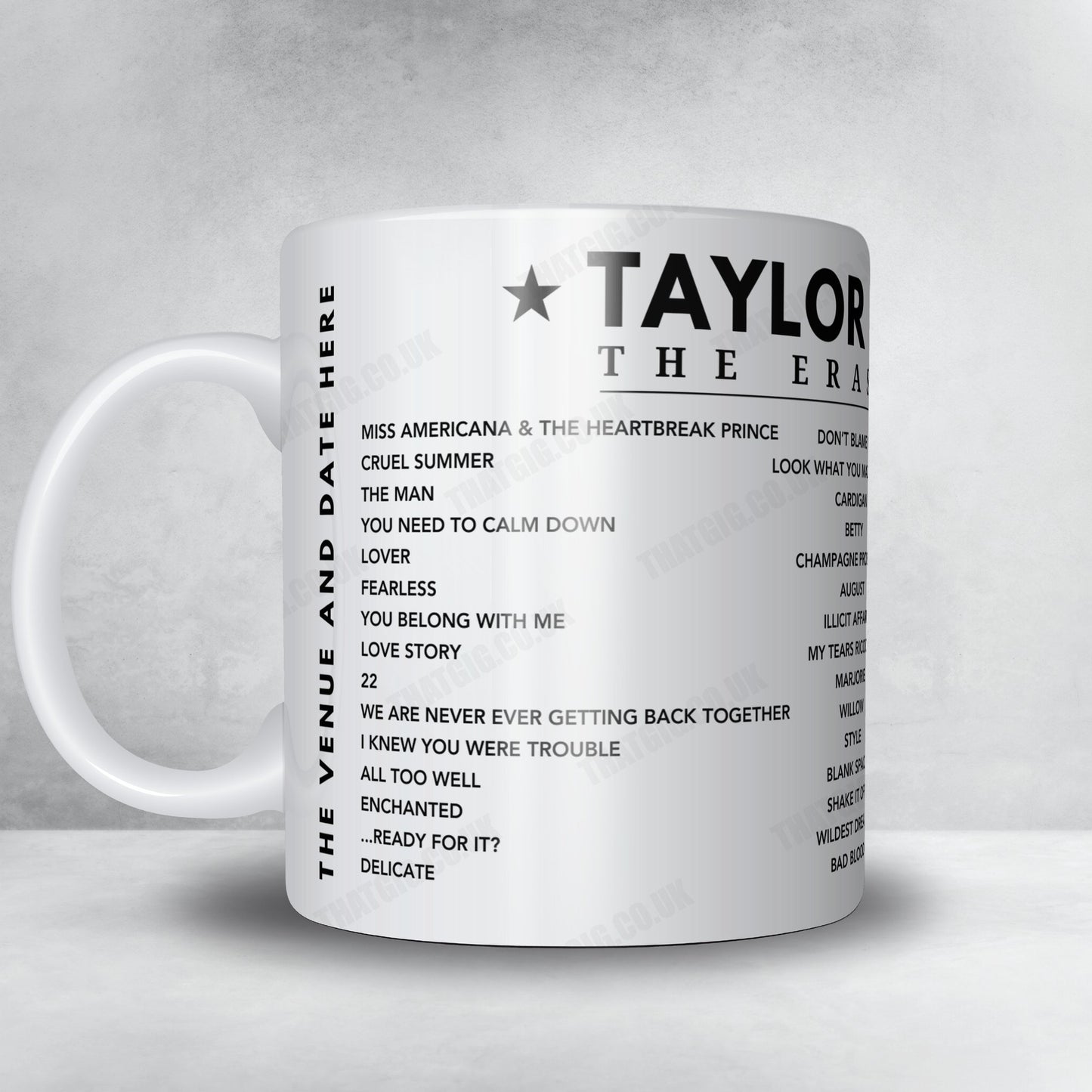Taylor Swift Setlist Mug - Raymond James Stadium, Tampa - April 13th, 2023