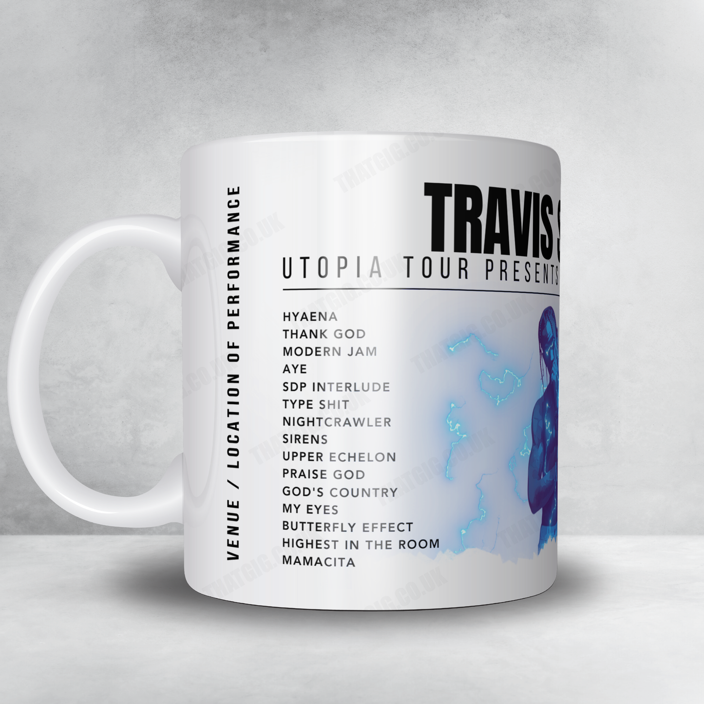 Travis Scott Setlist Mug - Rogers Arena, Vancouver - November 10th, 2023