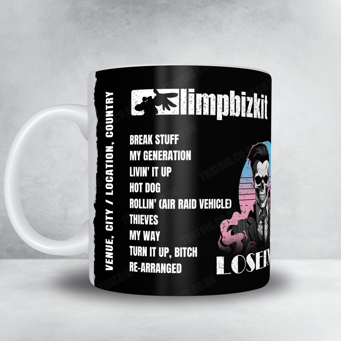 Limp Bizkit Setlist Mug - Ruoff Music Center, Noblesville, IN, USA - July 21st, 2024