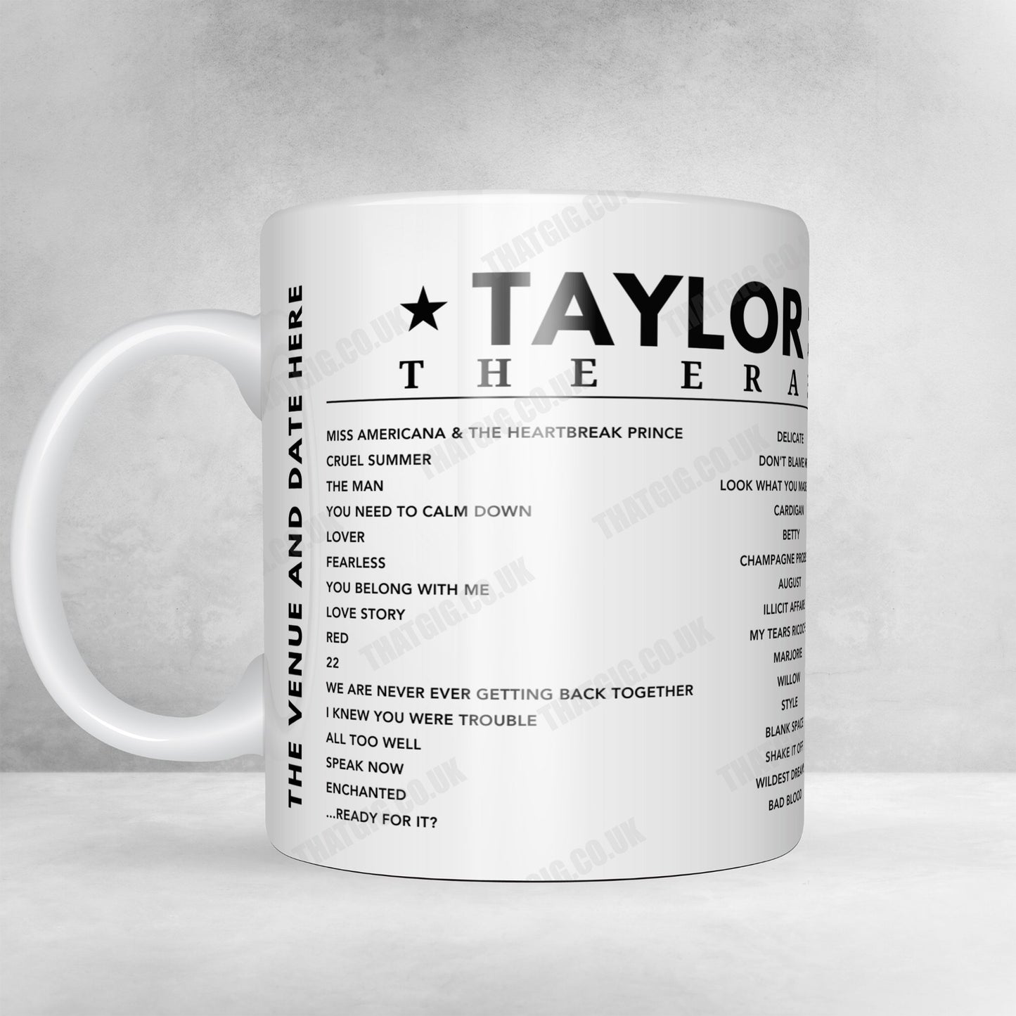 Taylor Swift Setlist Mug - Letzigrund Stadion, Zurich - July 10th, 2024