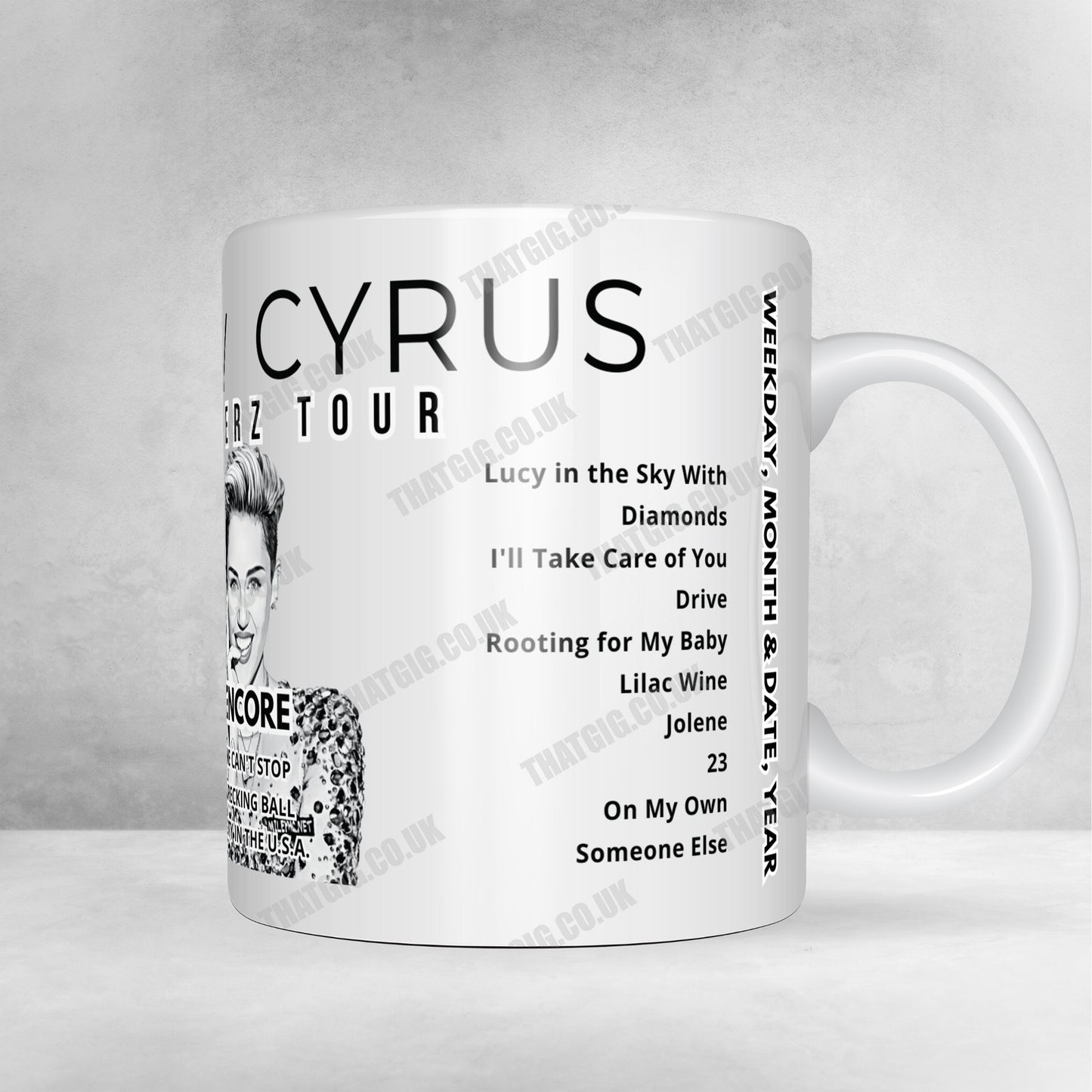 Miley Cyrus Setlist Mug - Odyssey Arena, Belfast, Northern Ireland - May 19th, 2014