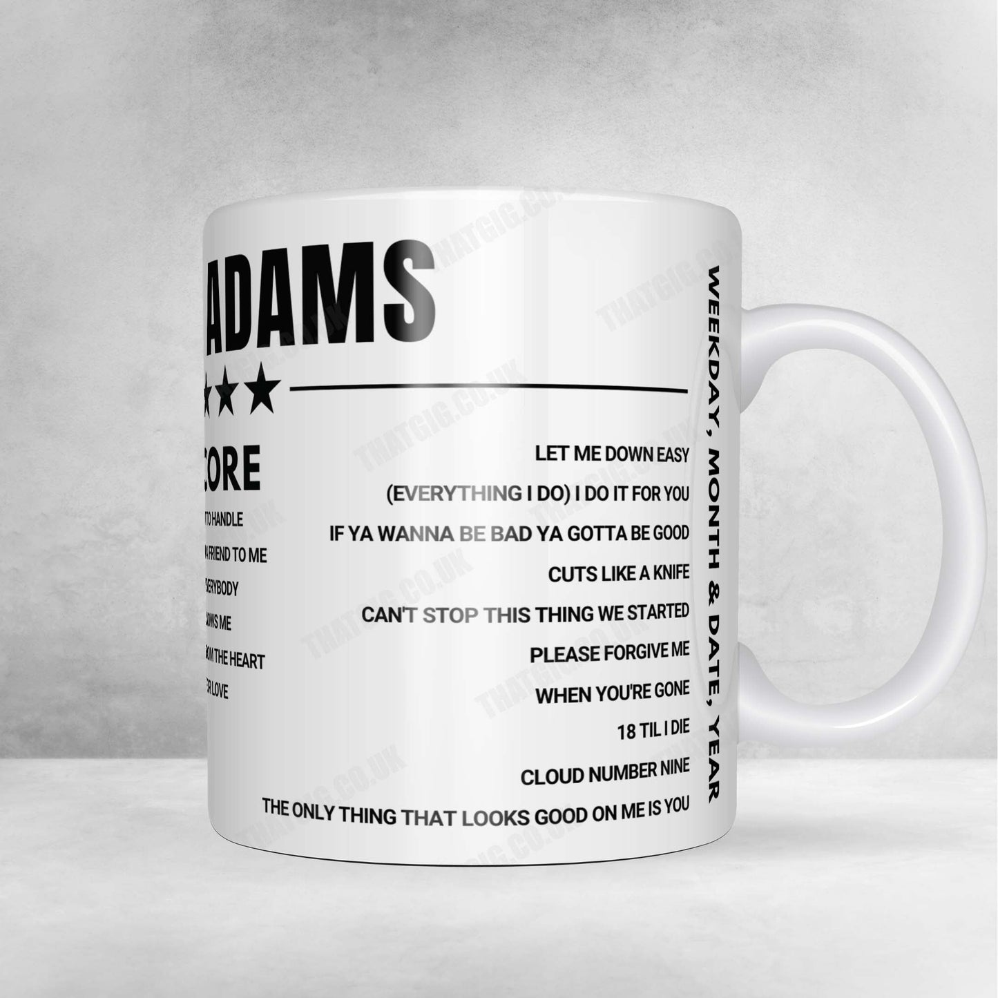 Bryan Adams Setlist Poster - Encore Theater, Las Vegas - March 7th, 2025