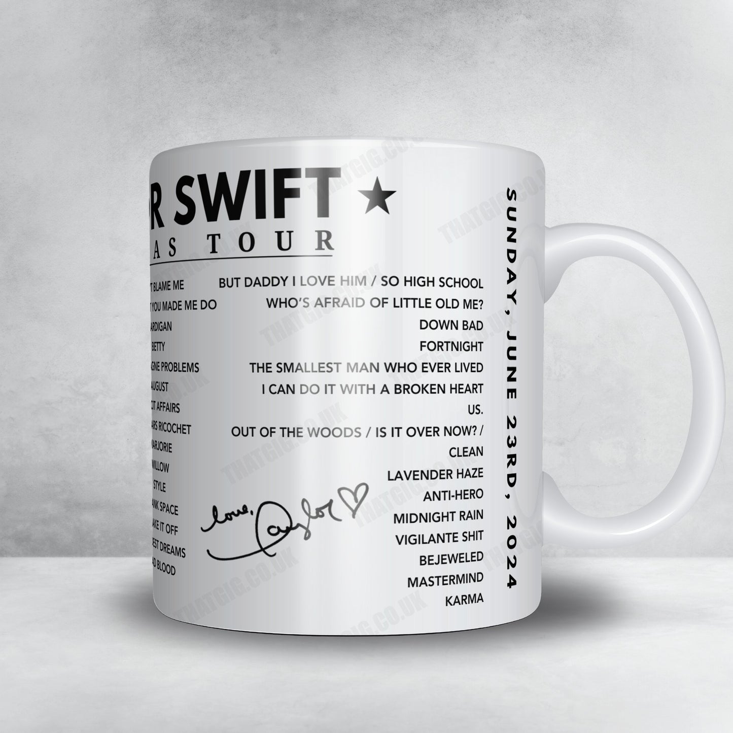 Taylor Swift Setlist Poster - Wembley Stadium, London, June 23rd 2024