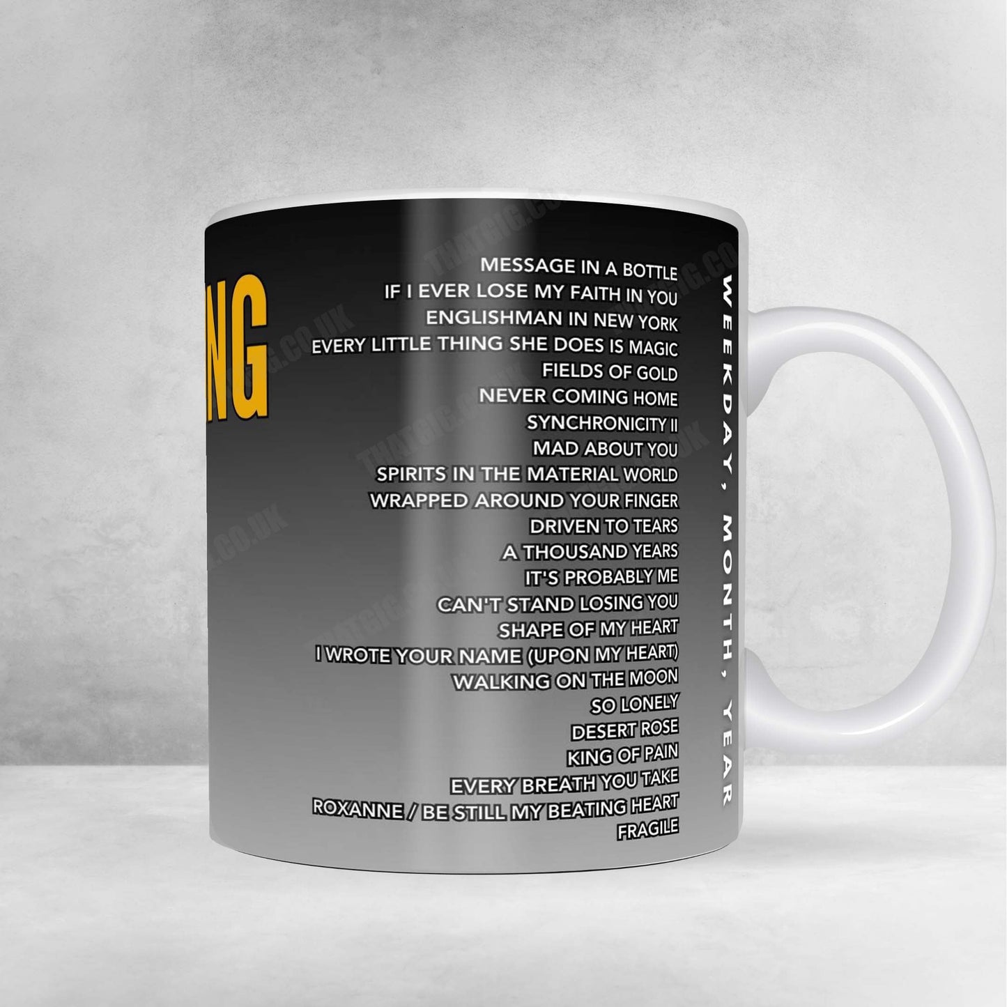 Sting Setlist Mug - Platz der Völkerfreundschaft, Zwickau - June 12th, 2025