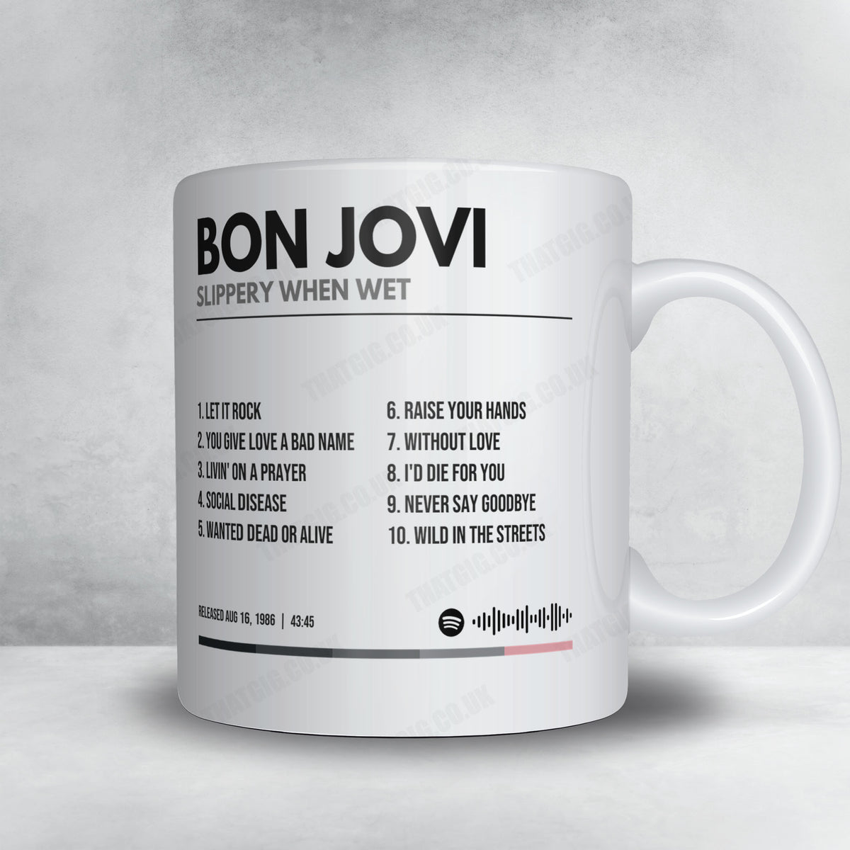 Bon Jovi "Slippery When Wet" Album Mug - Minimal
