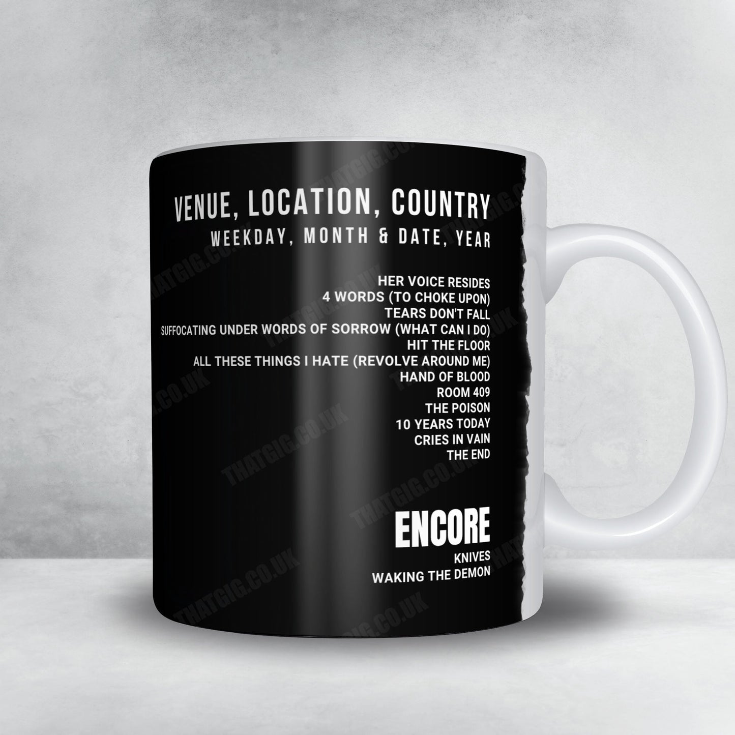 Bullet for My Valentine Setlist Mug - Estadio Santa Laura, Santiago - December 13th, 2025