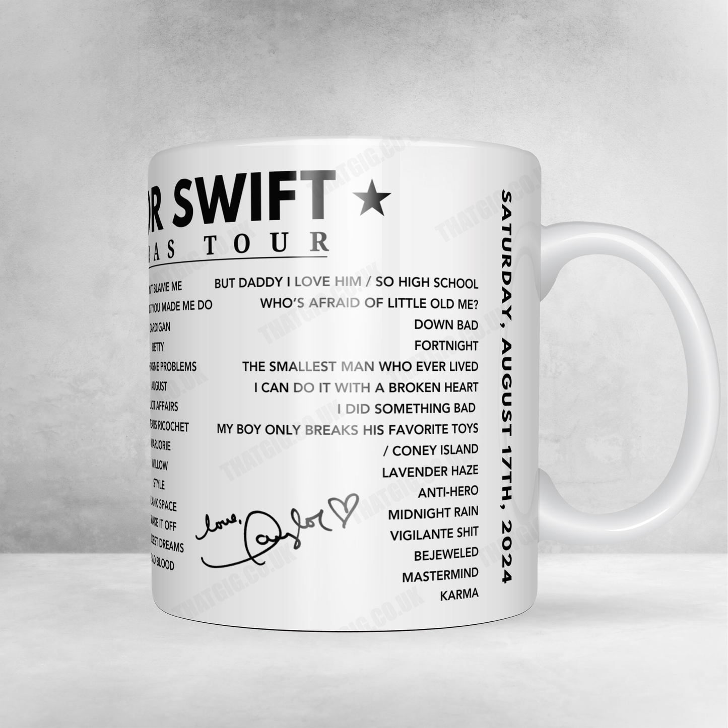 Taylor Swift Setlist Poster - Wembley, London - August 17th 2024