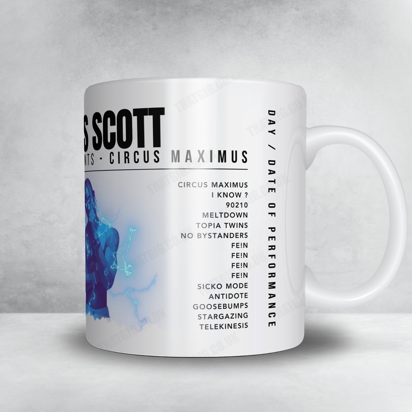 Travis Scott Setlist Mug - CFG Bank Arena, Baltimore - December 6th, 2023