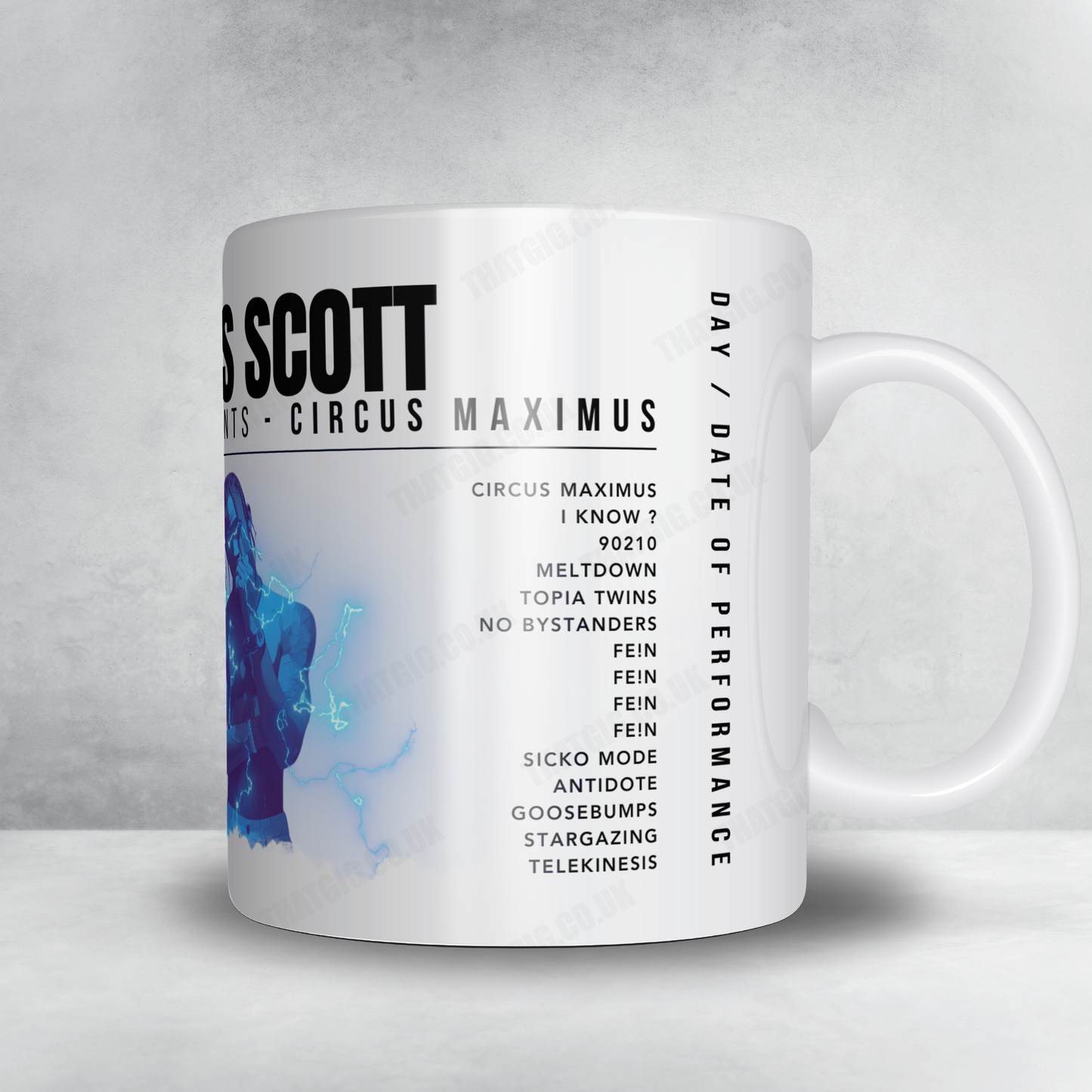 Travis Scott Setlist Mug - Rogers Arena, Vancouver - November 10th, 2023