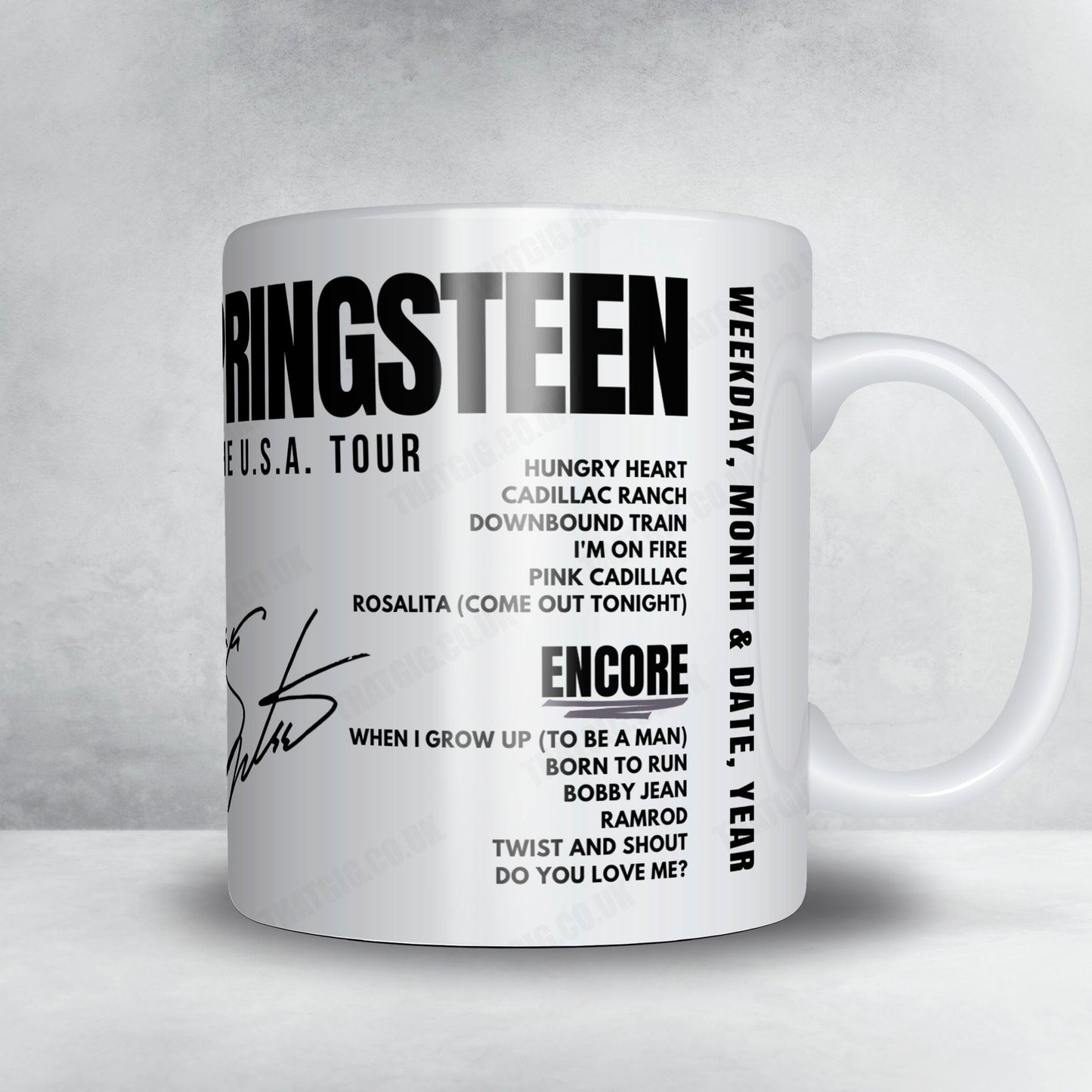 Bruce Springsteen Setlist Mug - CNE Grandstand, Toronto - July 23rd, 1984