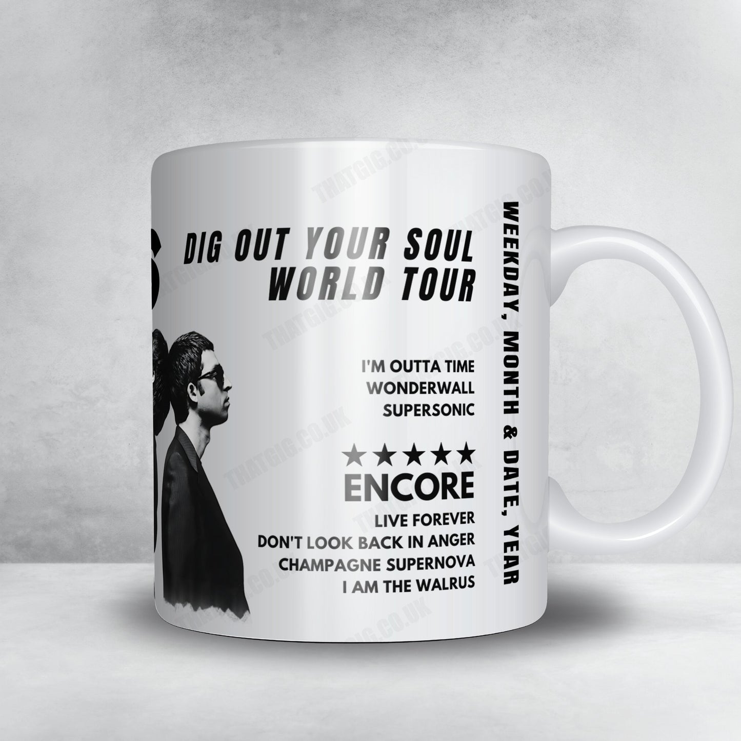 Oasis Setlist Mug - PalaLottomatica, Rome - February 20th, 2009