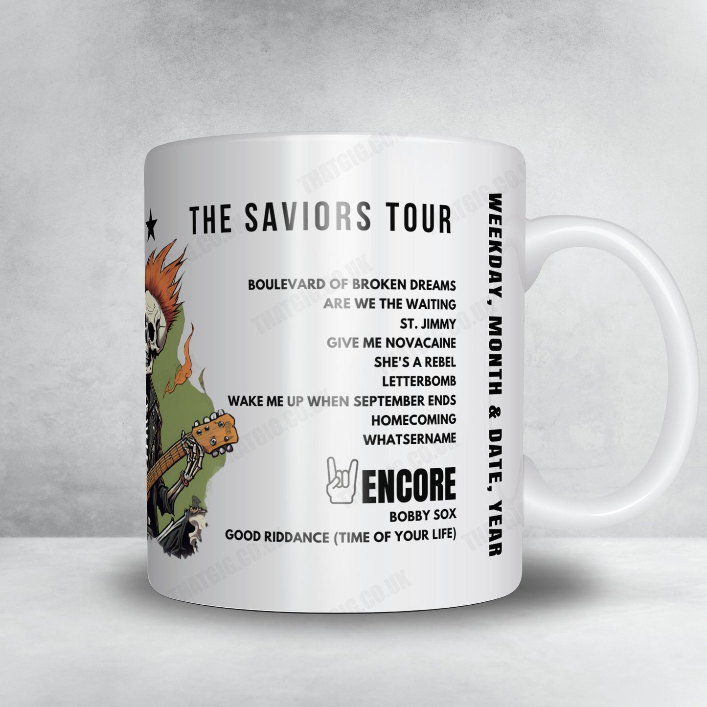 Green Day Setlist Mug - Parque Fundidora, Monterrey - April 4th, 2025