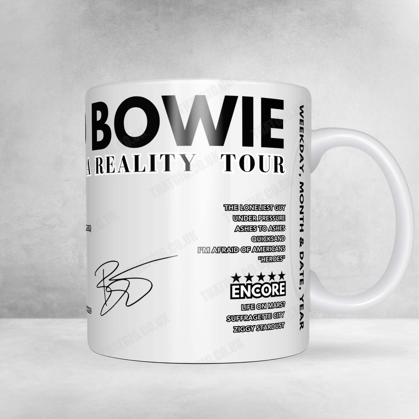 David Bowie Setlist Mug - Chili Pepper, Fort Lauderdale - October 8th, 1997