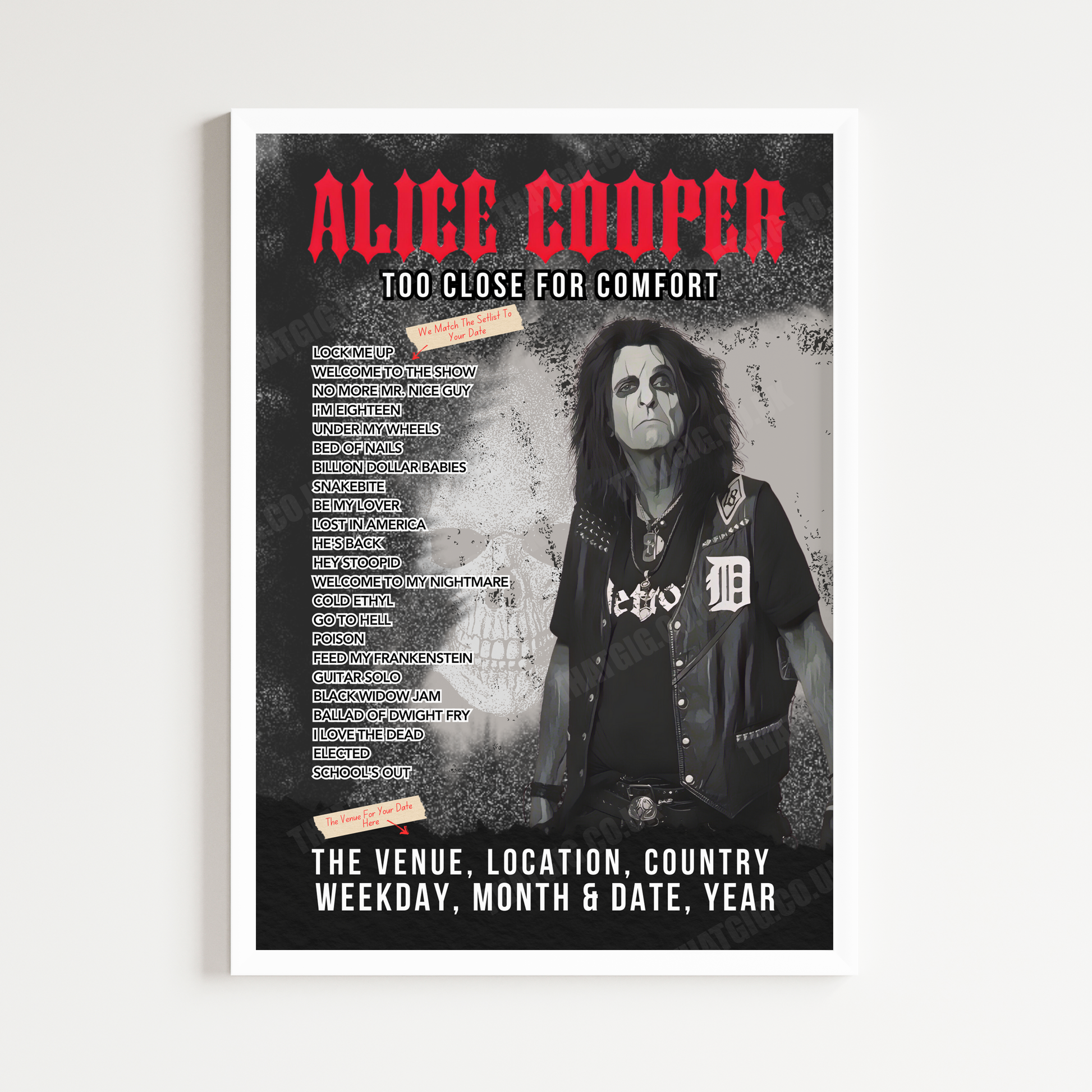 Alice Cooper Setlist Poster - Royal Caribbean - Independence of the Seas, Miami - February 14th, 2025