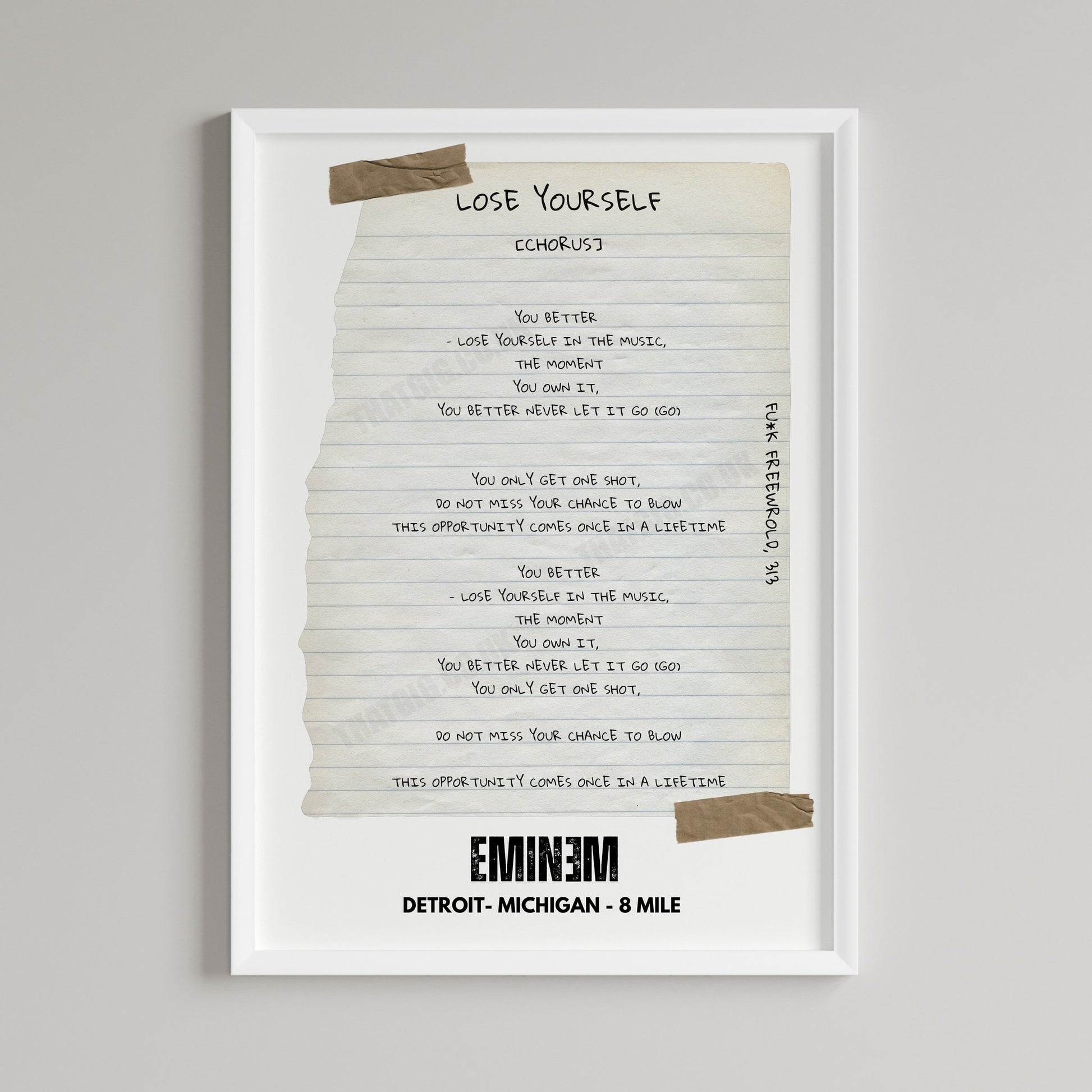 Eminem "Lose Yourself" Lyric Poster