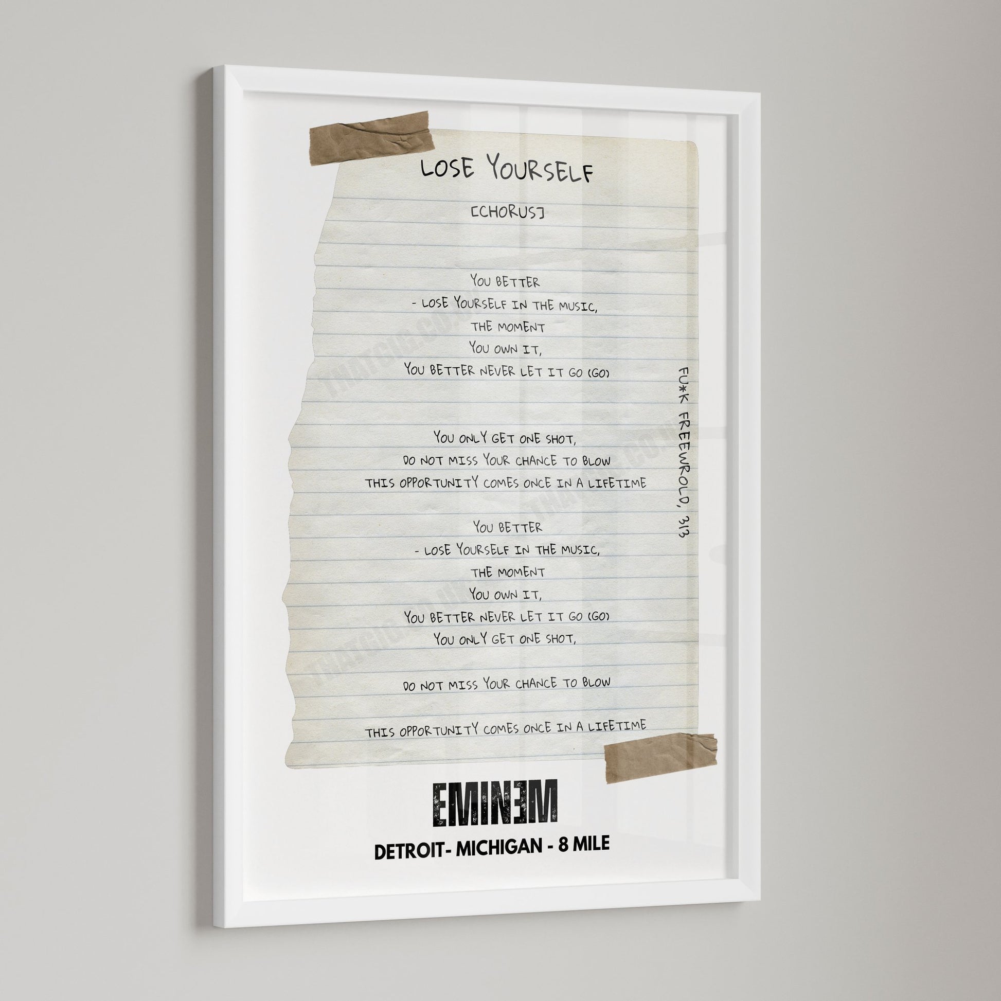 Eminem "Lose Yourself" Lyric Poster