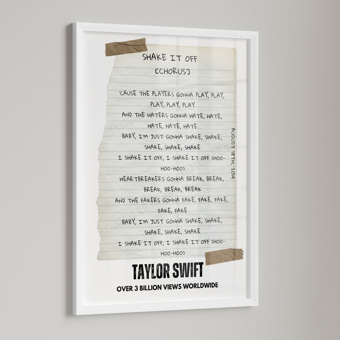Taylor Swift "Shake It Off" Lyric Poster