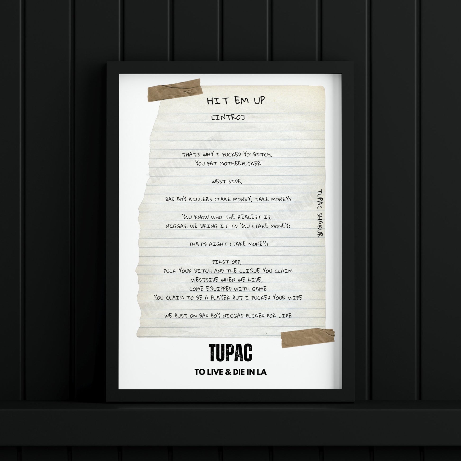 Tupac "Hit 'Em Up" Lyric Poster