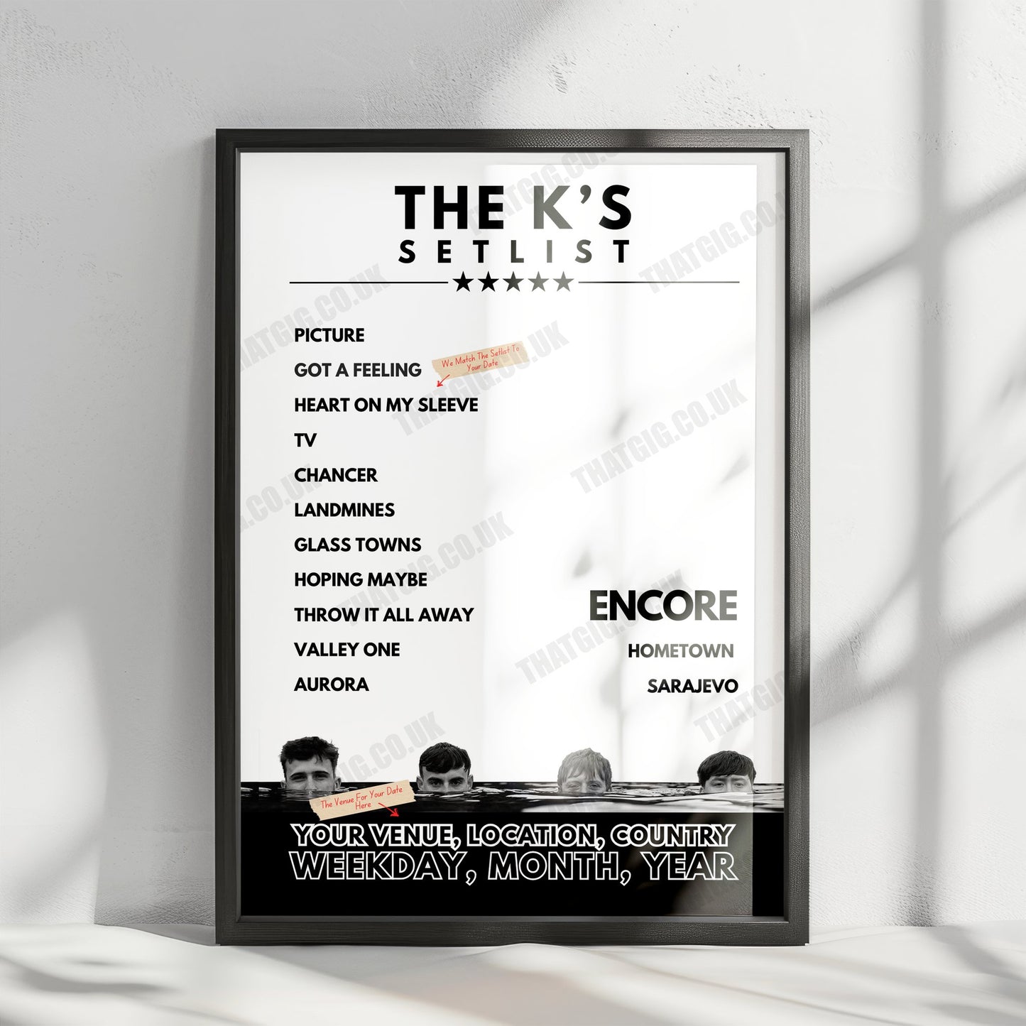 The K's Setlist Poster - Stylus, Leeds, England - November 16th, 2024