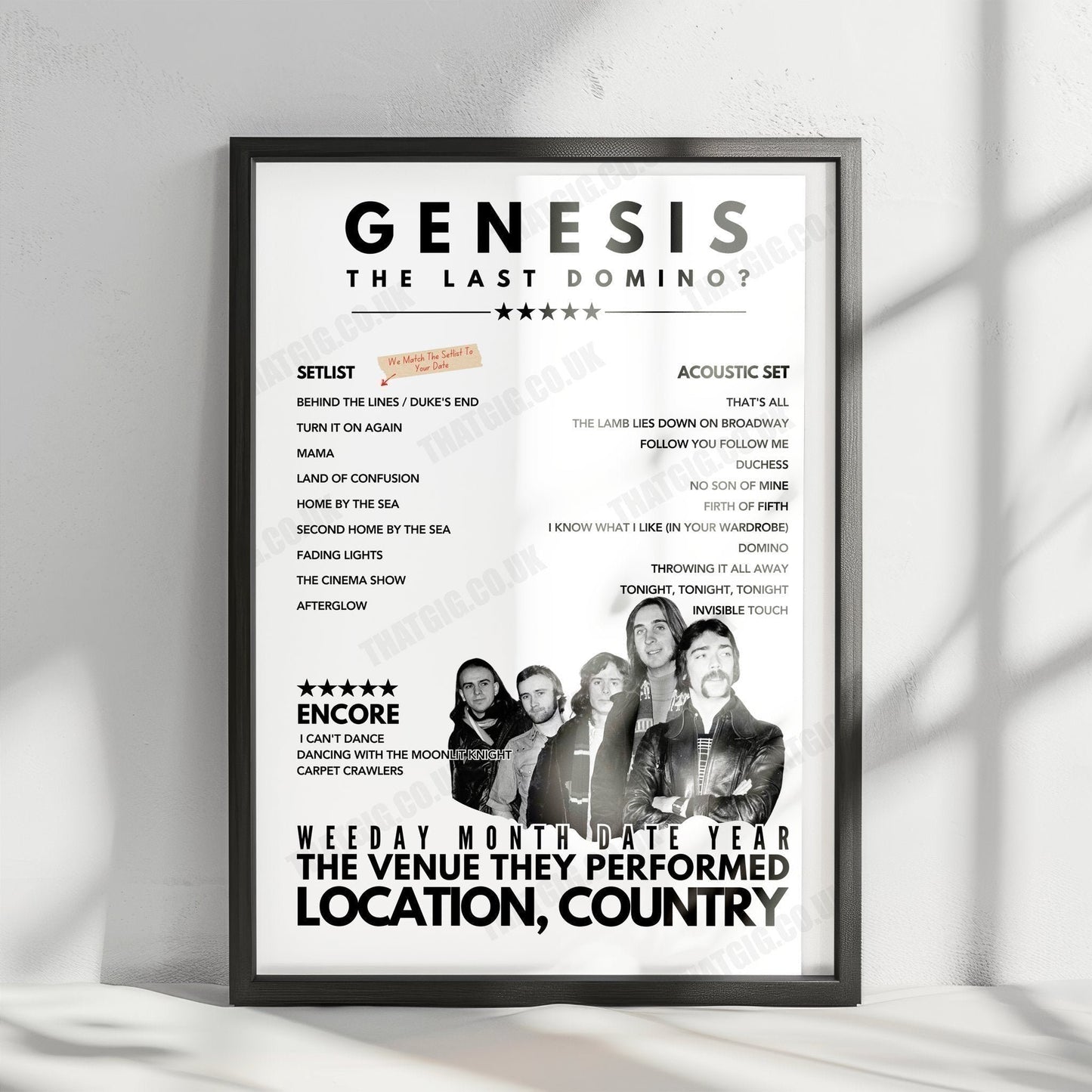 Genesis Setlist Poster - Ziggo Dome, Amsterdam - March 22nd, 2022