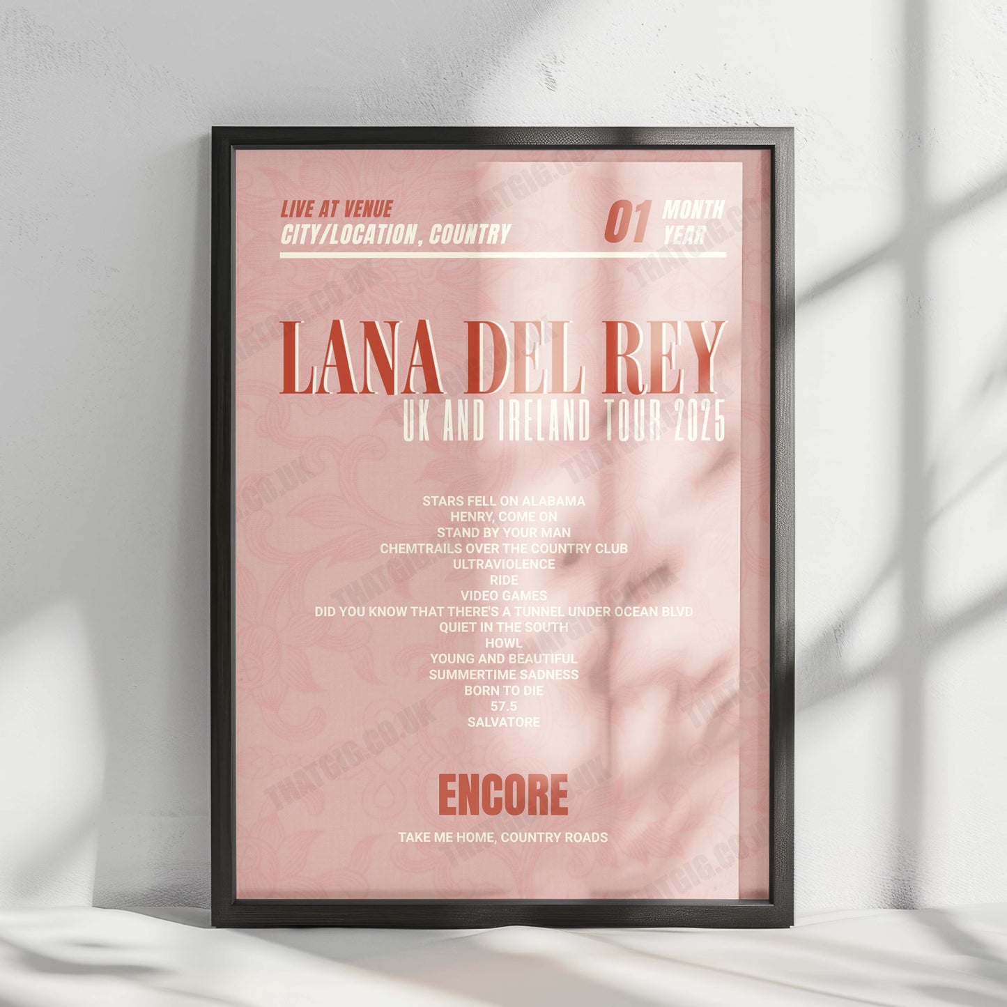 Lana Del Rey Setlist Poster - Principality Stadium, Cardiff - June 23rd, 2025